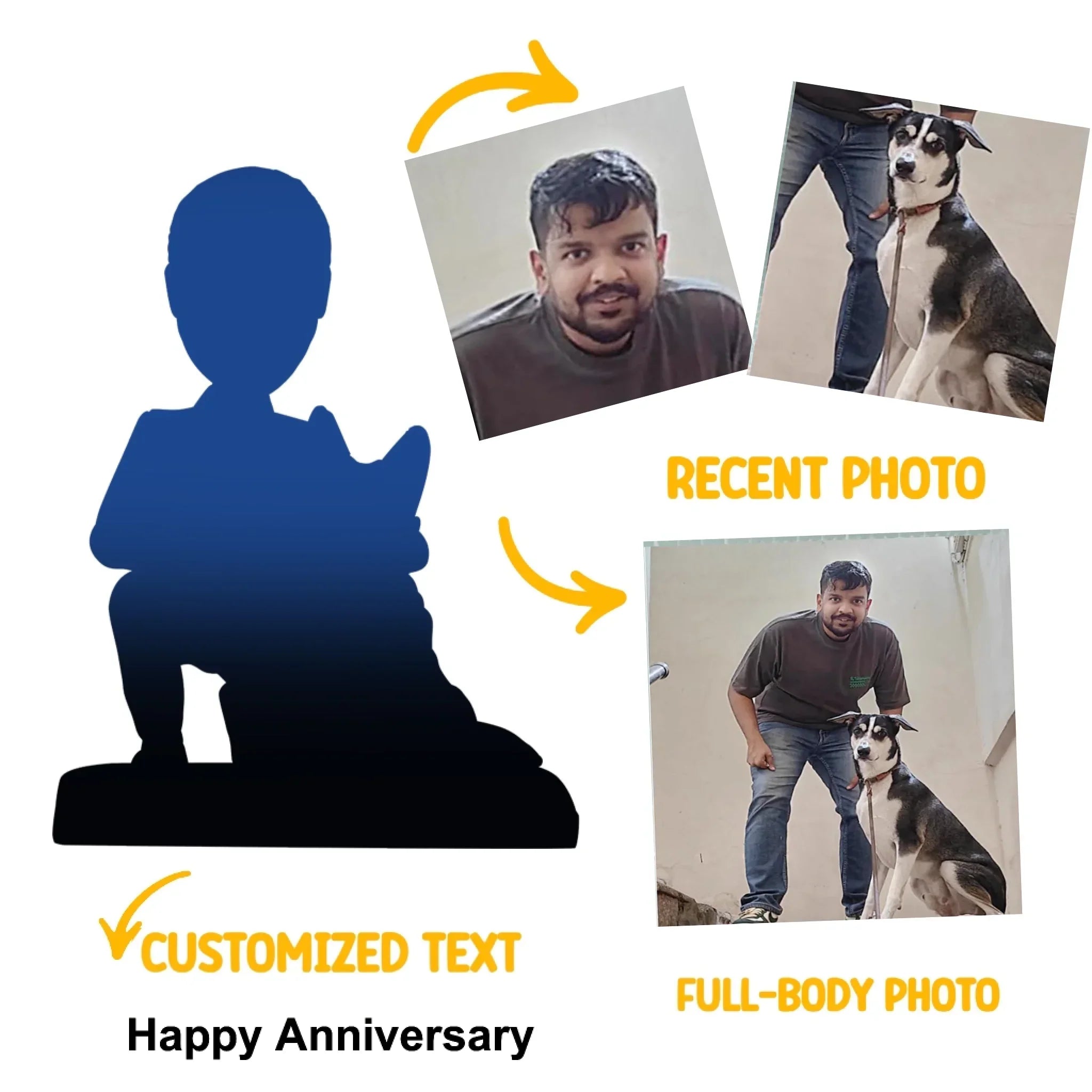 Personalized Photo Clay Figures - Unique Gifts - One Person + Pet - Joliny