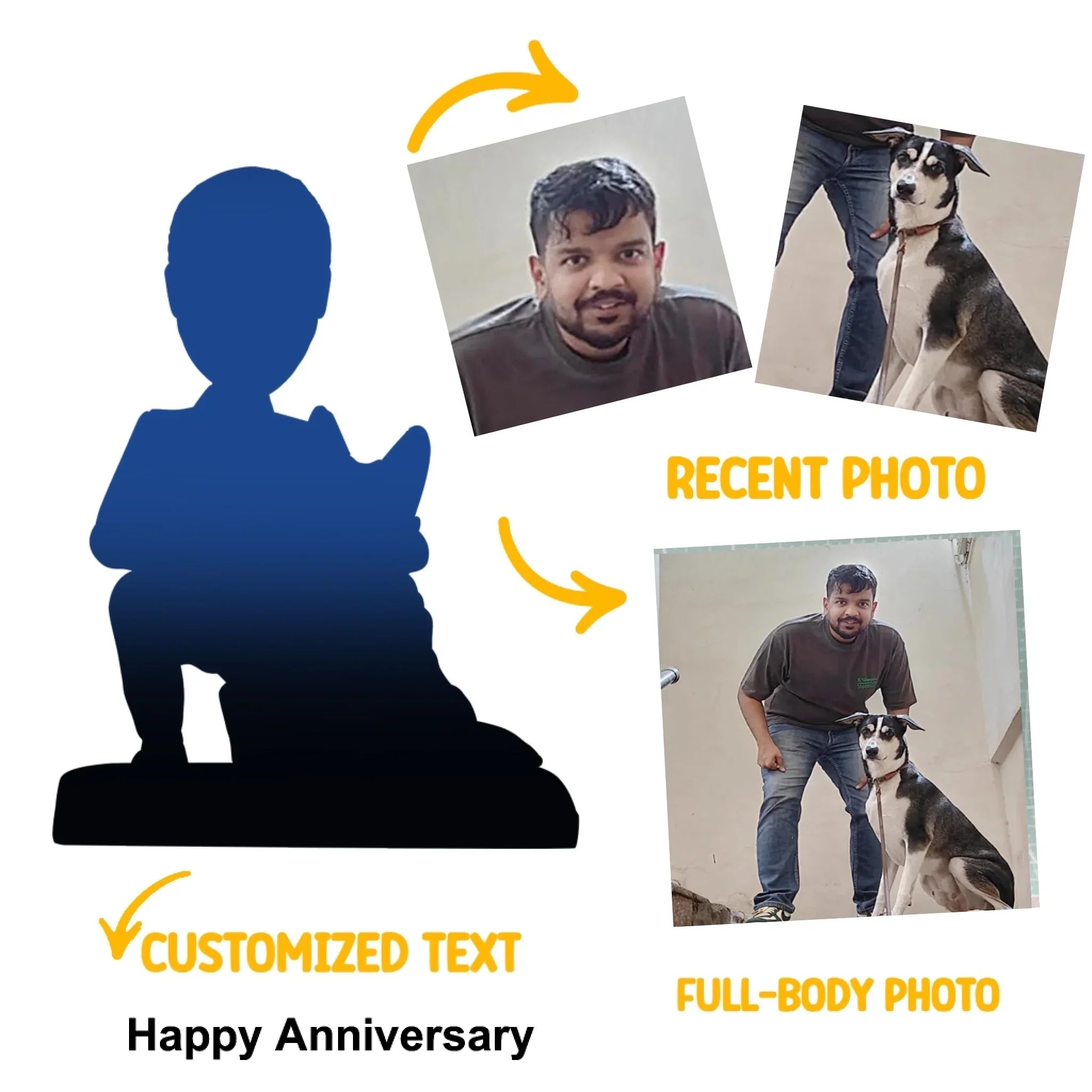 Personalized Photo Clay Figures - Unique Gifts - One Person + Pet - Joliny