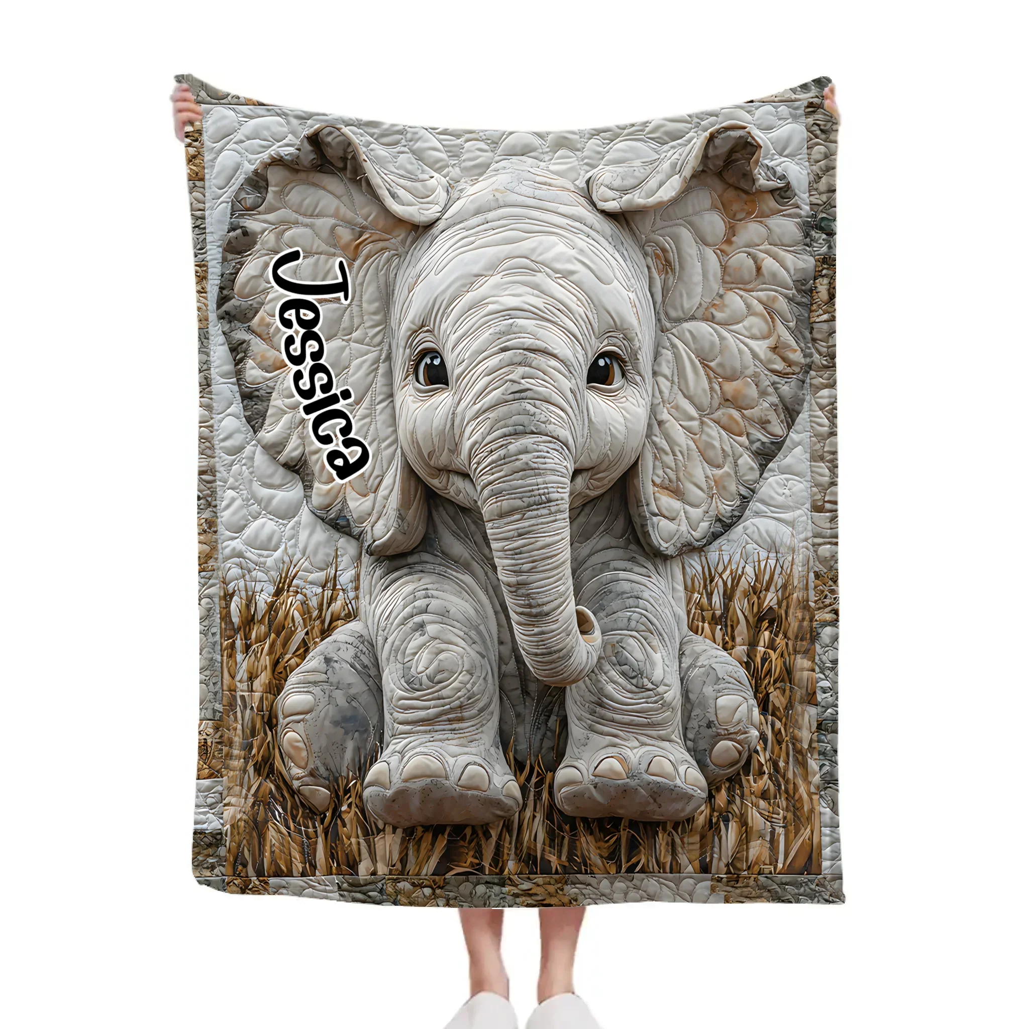 Adorable Elephant - Personalized Elephant Blanket - Joliny