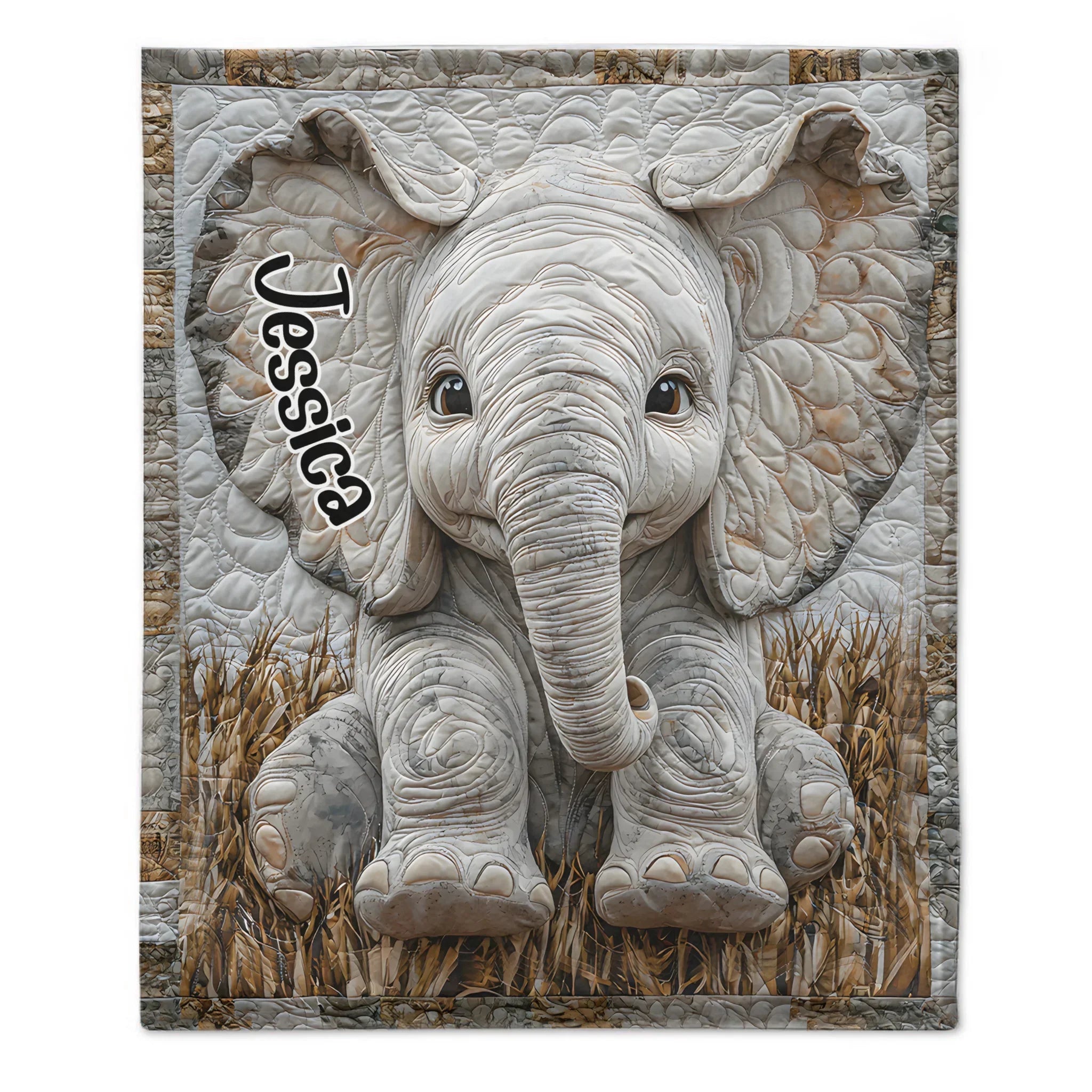 Adorable Elephant - Personalized Elephant Blanket - Joliny