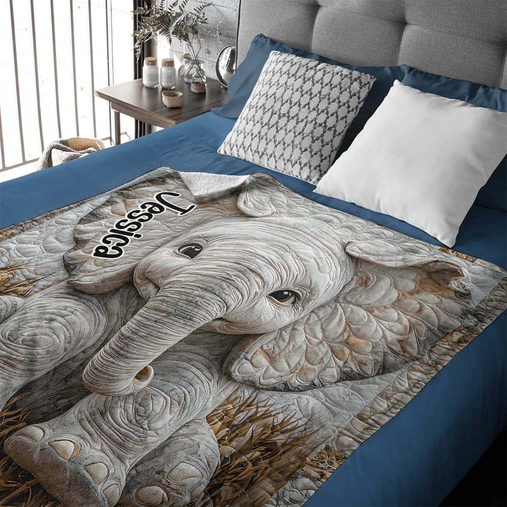 Adorable Elephant - Personalized Elephant Blanket - Joliny