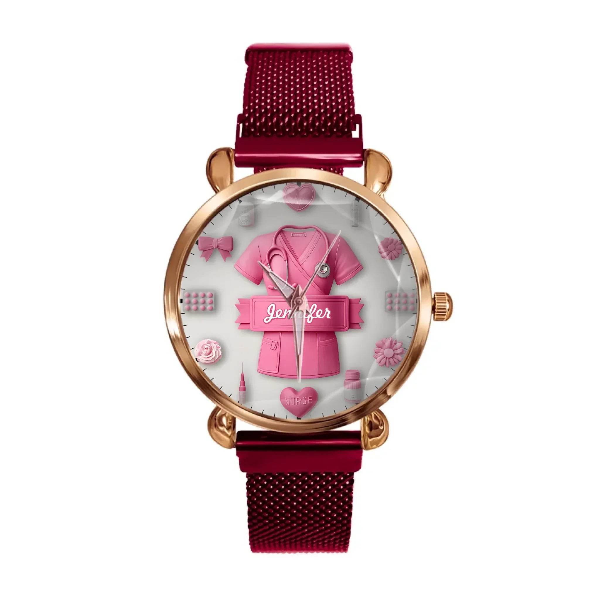 Nursing Is A Work Of Heart - Personalized Nurse Hand Watch - Joliny