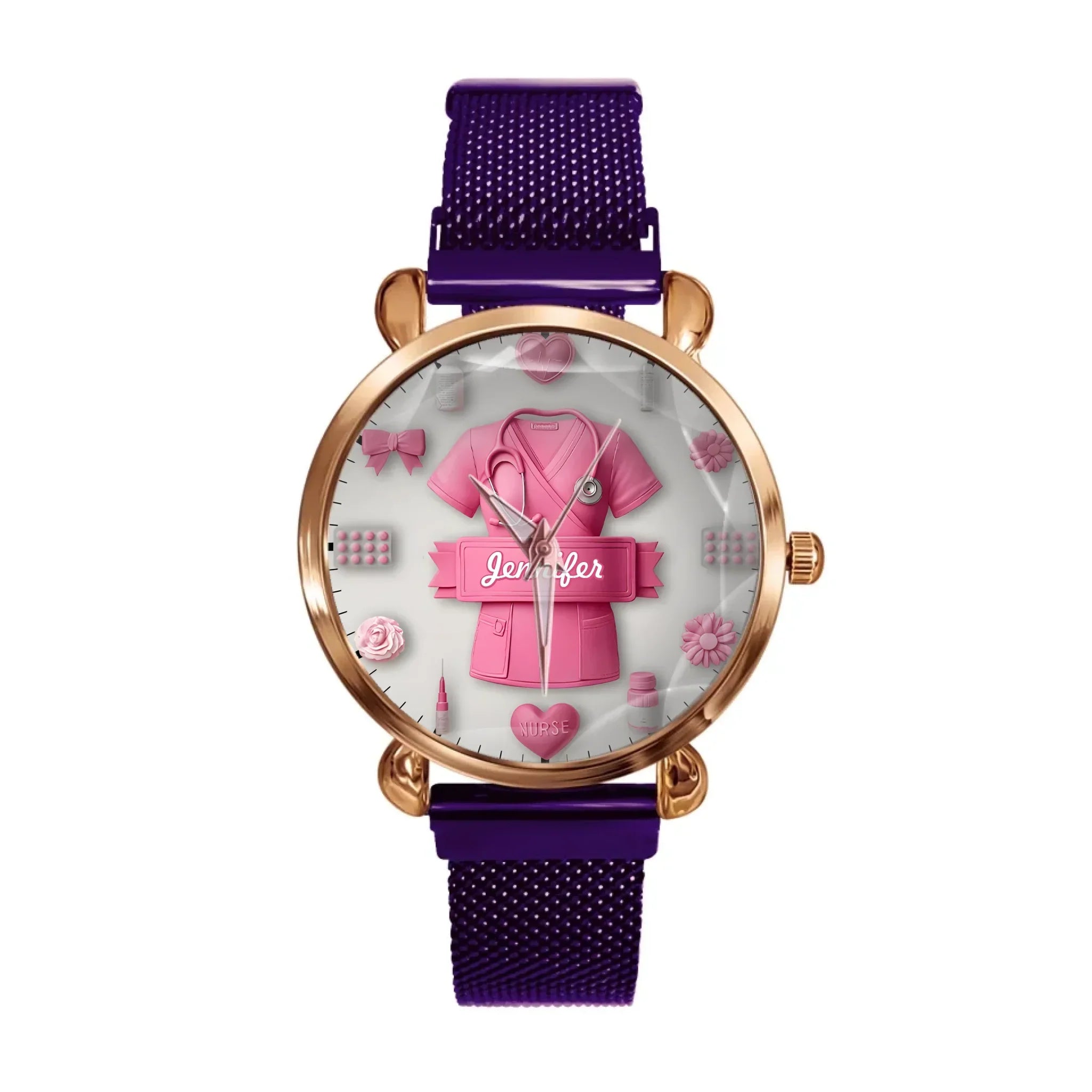 Nursing Is A Work Of Heart - Personalized Nurse Hand Watch - Joliny
