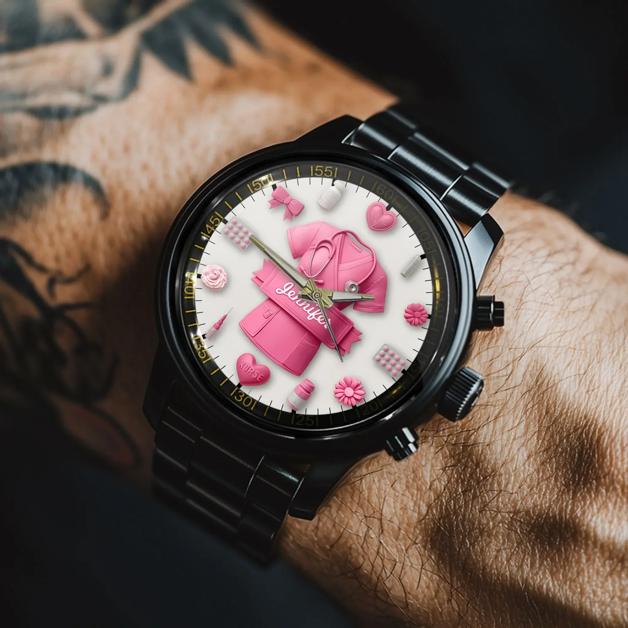 Nursing Is A Work Of Heart - Personalized Nurse Hand Watch - Joliny