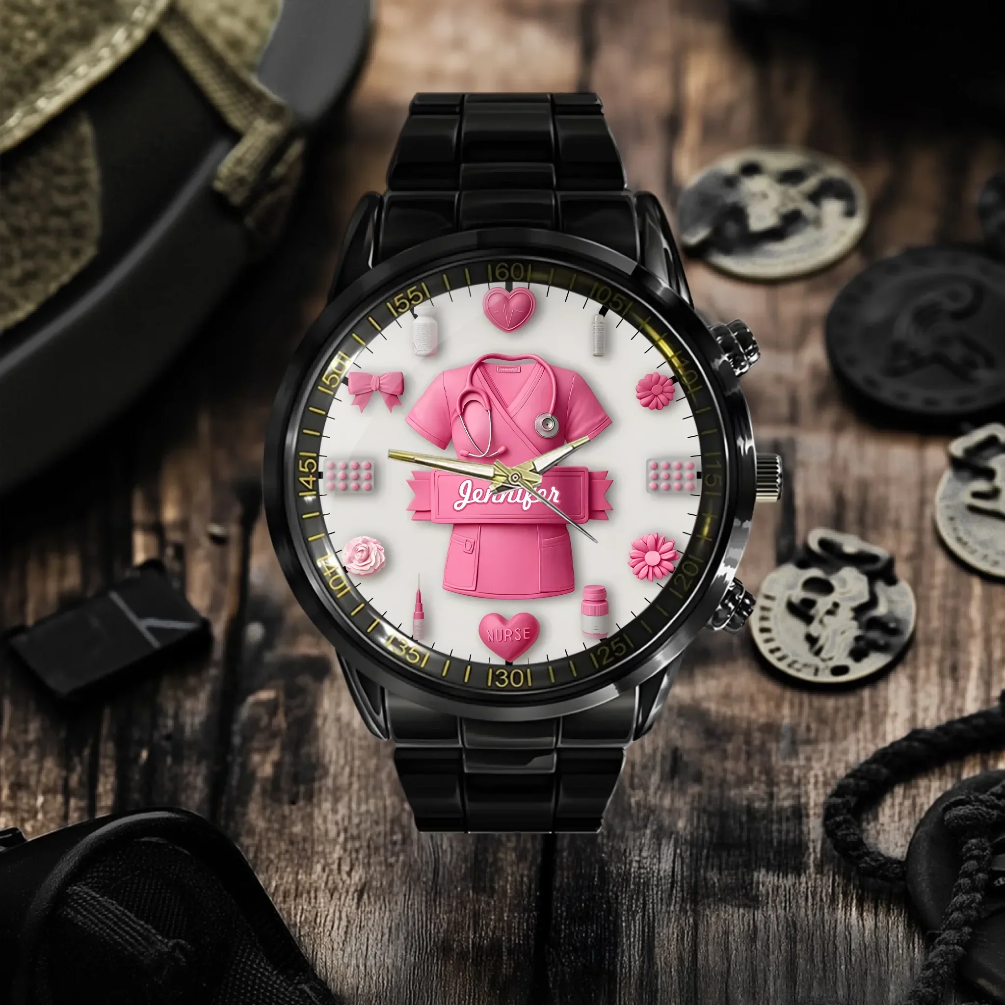 Nursing Is A Work Of Heart - Personalized Nurse Hand Watch - Joliny