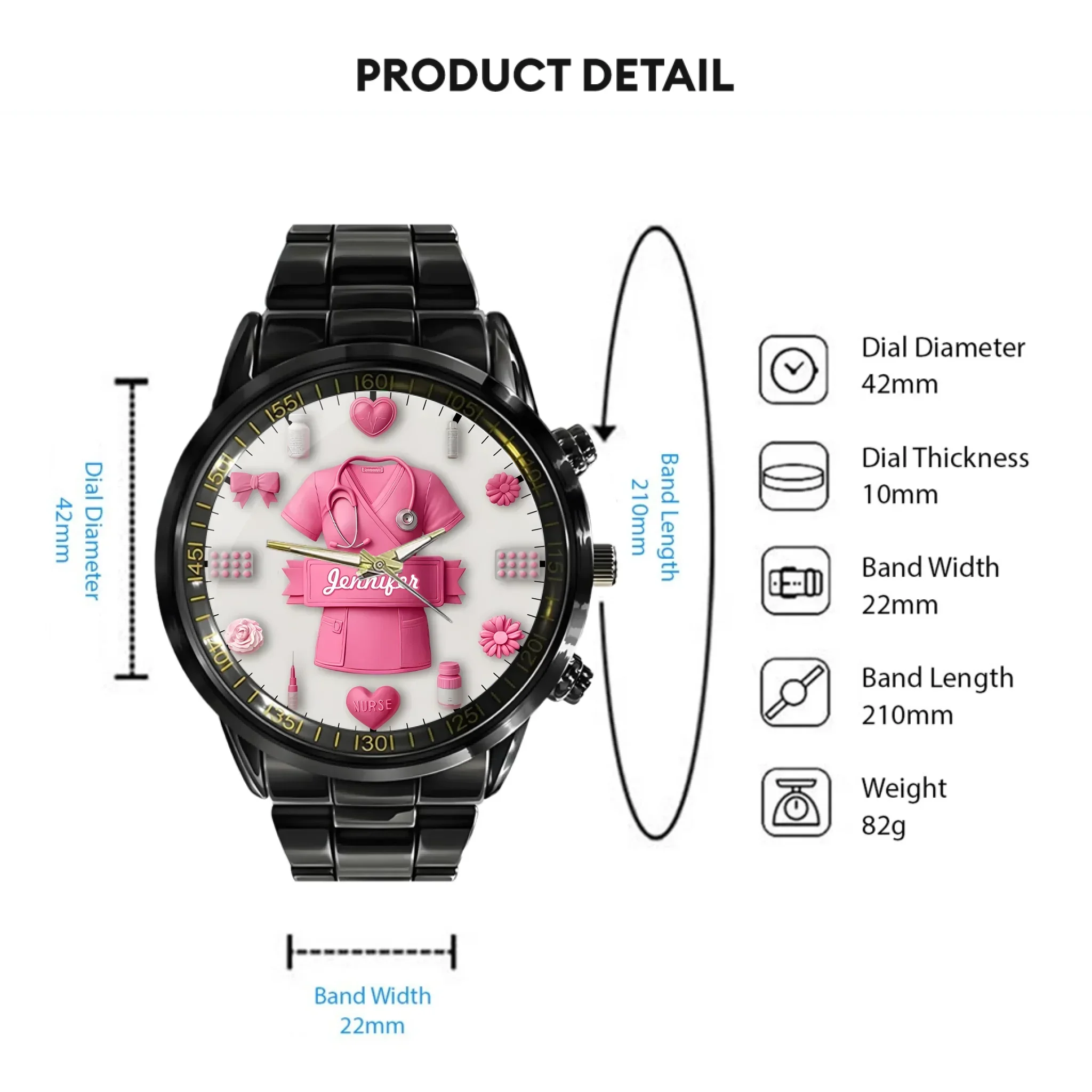 Nursing Is A Work Of Heart - Personalized Nurse Hand Watch - Joliny