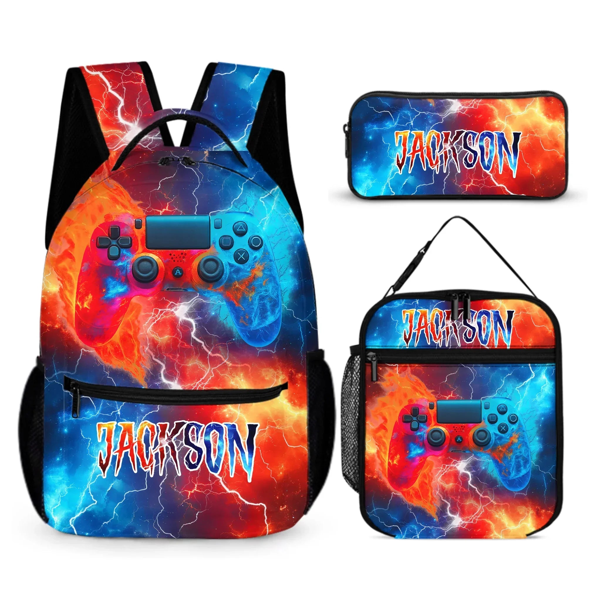 Ice and Fire Game Controller Backpack - Personalized Name - Back-to-school Gifts - Joliny