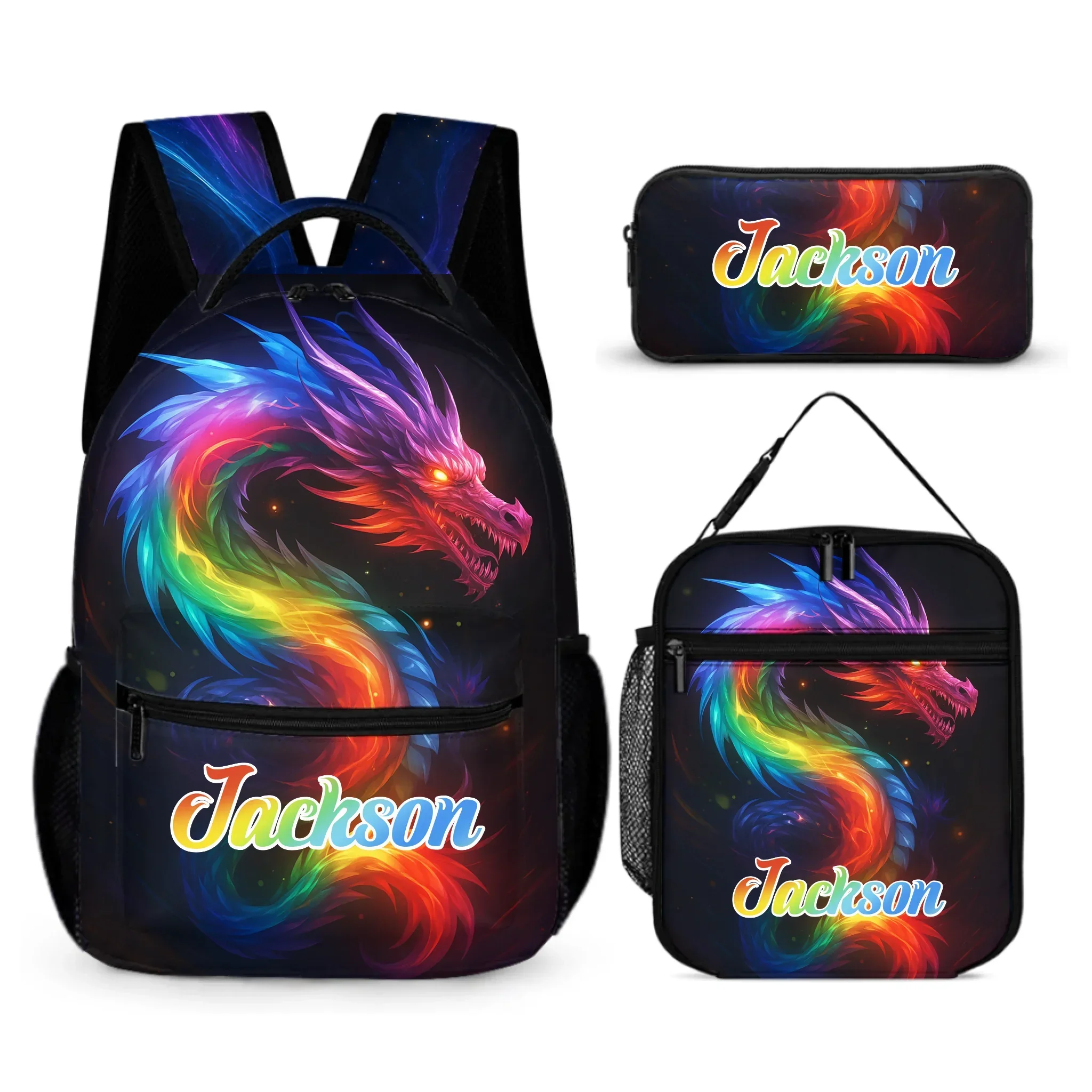 Colorful Dragon Customized Backpack - Fantasy Design - Personalized Name - Joliny
