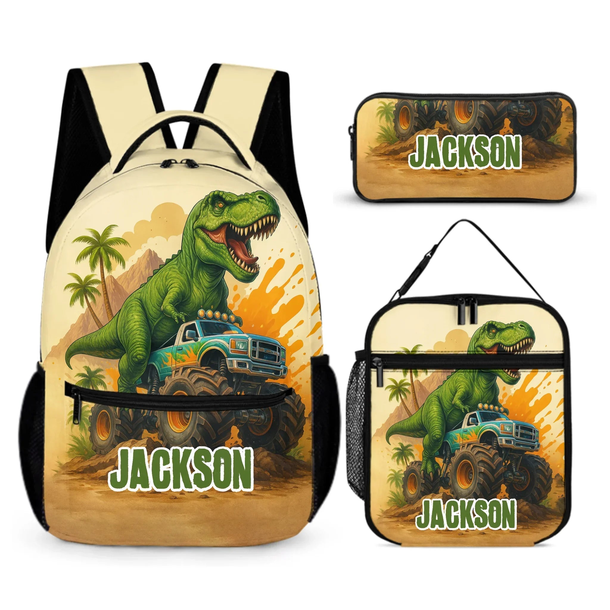 Customizable Dinosaur Truck Backpack - Personalized Name - Joliny