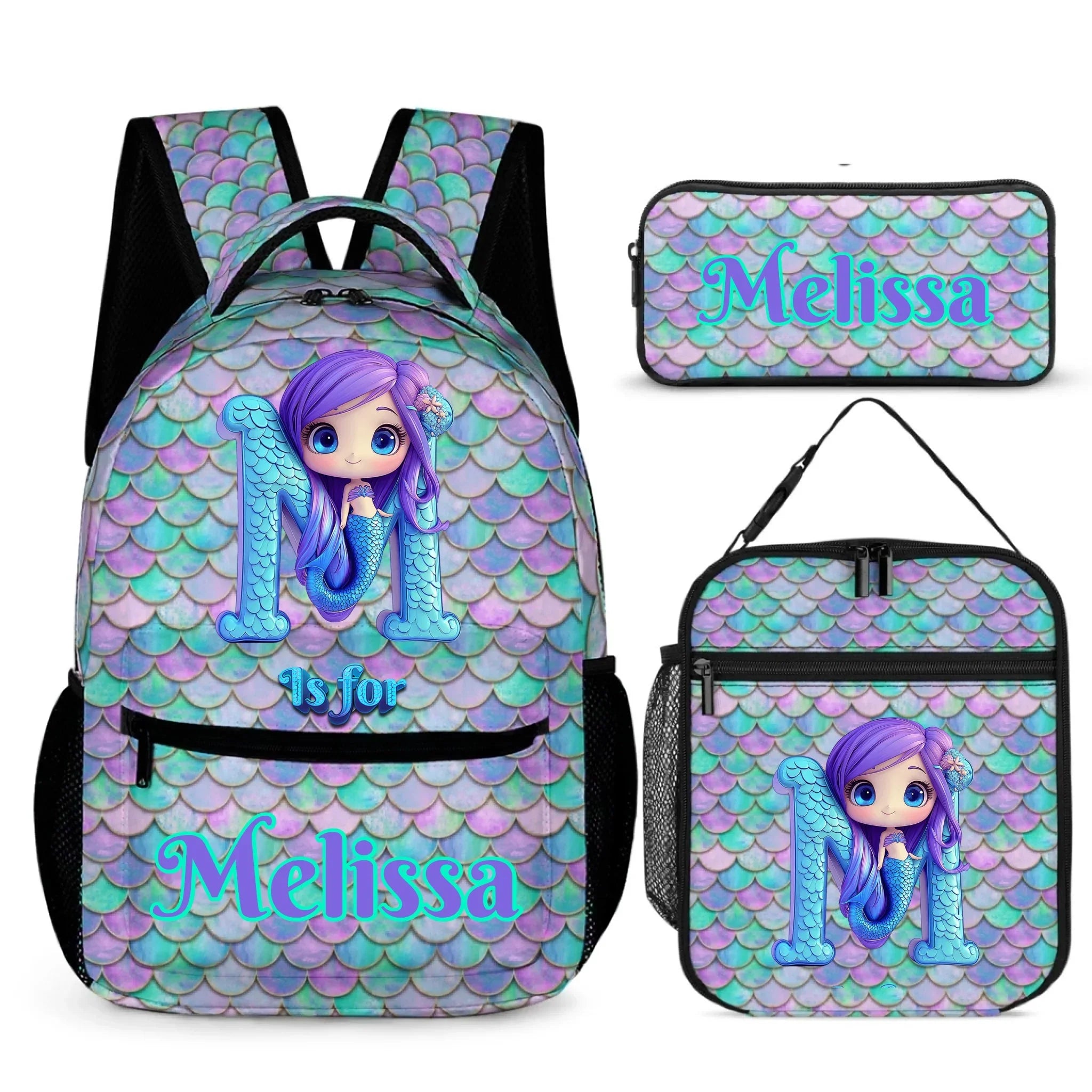 Beautiful Mermaid Letter - Personalized Kid Backpack - Joliny