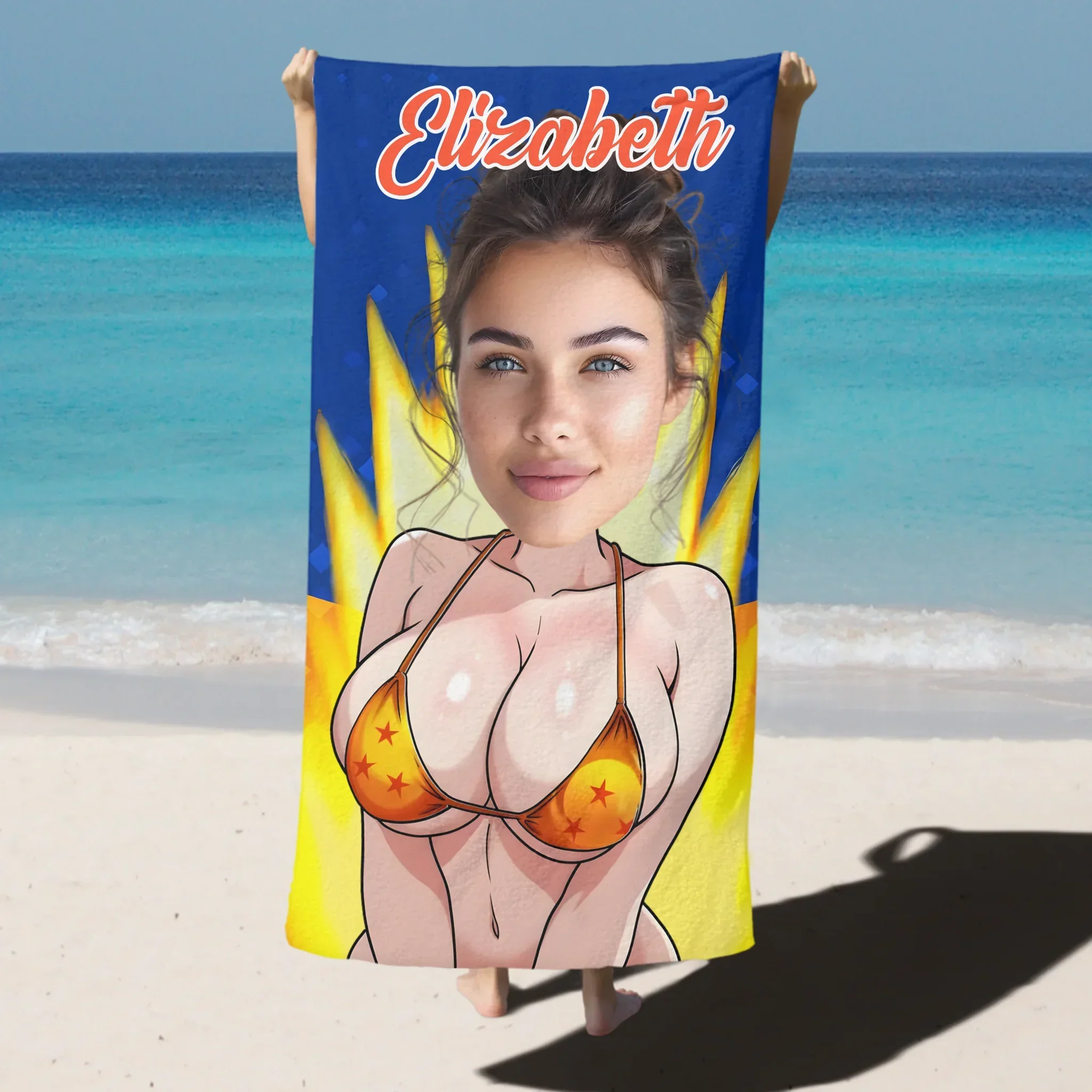 Personalized Beach Towel for Pool, Beach & Travel - Custom Your Face And Name Gift for Bestie