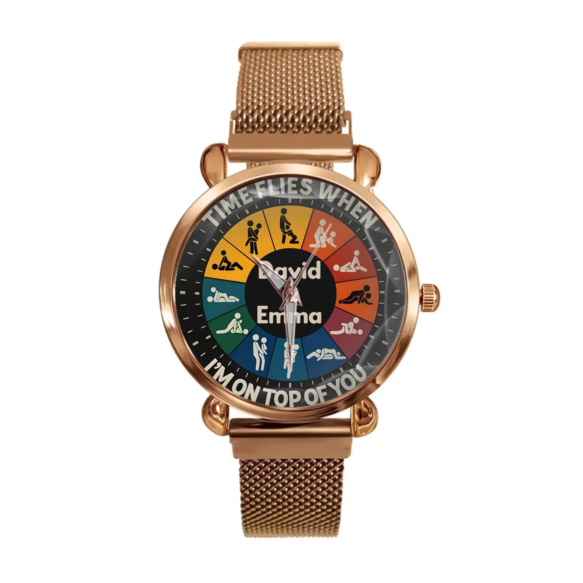 Time Flies When I’m On Top Of You - Personalized Couple Hand Watch - Joliny