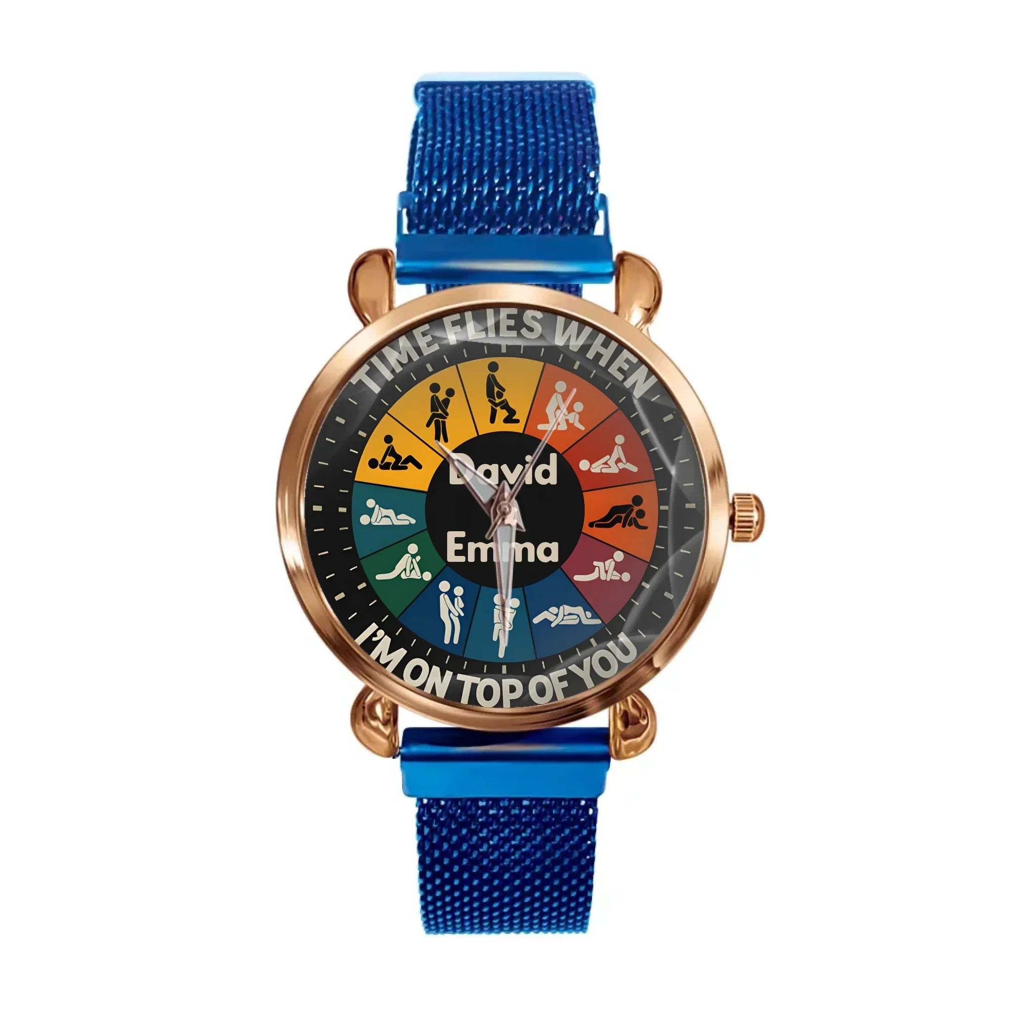 Time Flies When I’m On Top Of You - Personalized Couple Hand Watch - Joliny