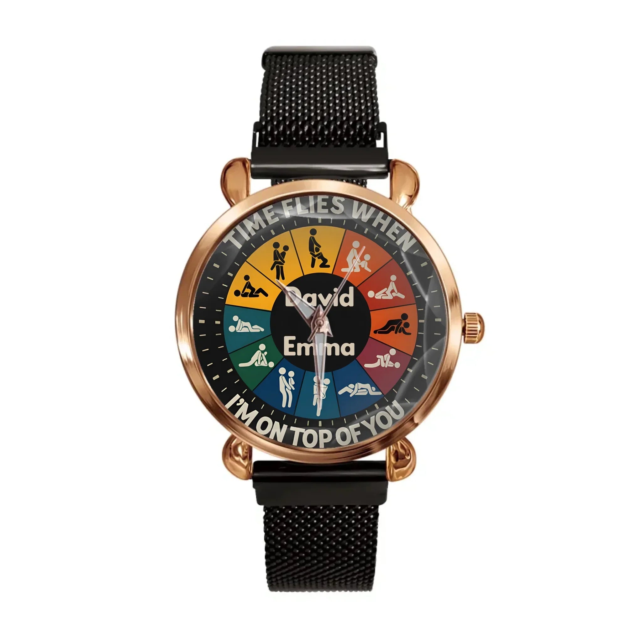 Time Flies When I’m On Top Of You - Personalized Couple Hand Watch - Joliny