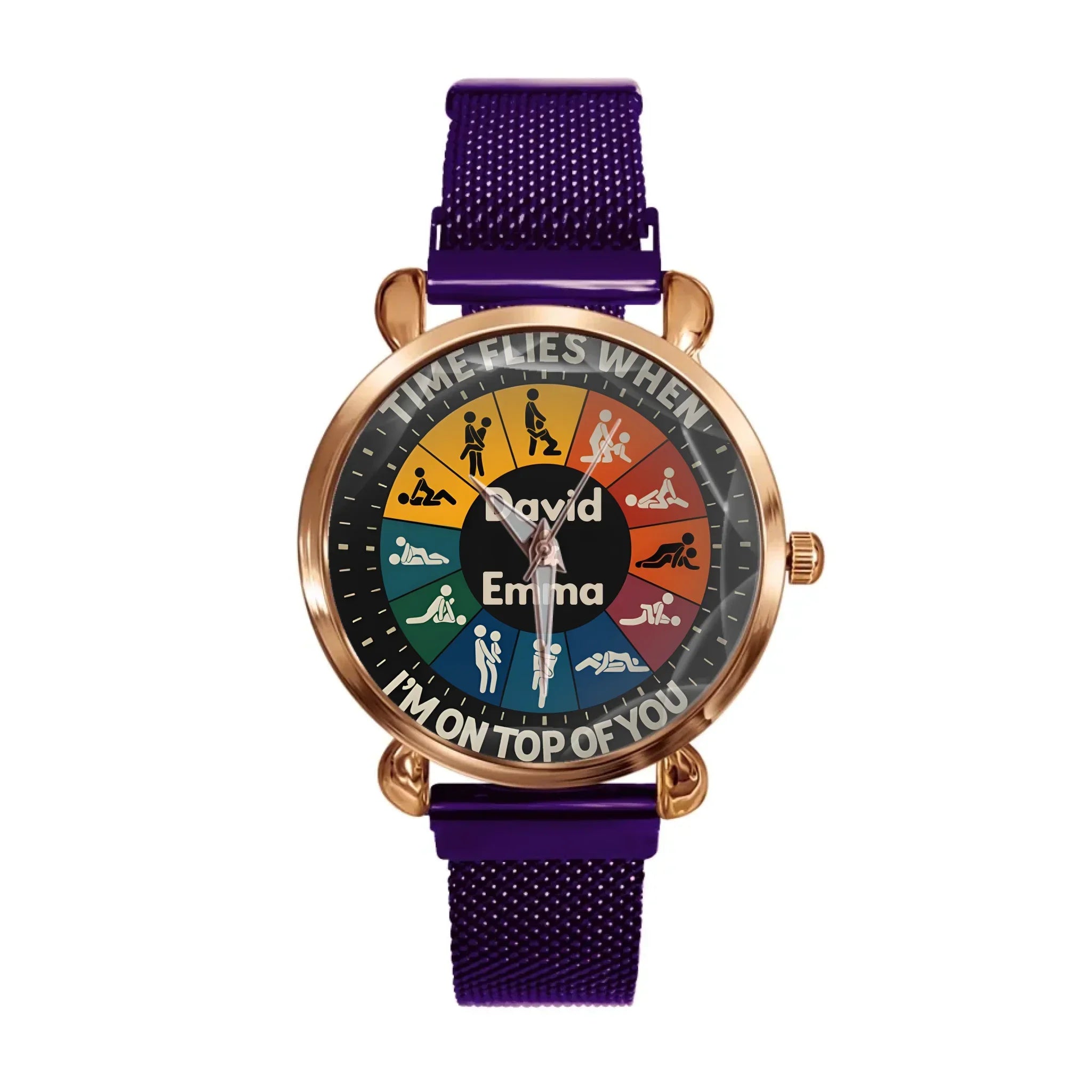 Time Flies When I’m On Top Of You - Personalized Couple Hand Watch - Joliny