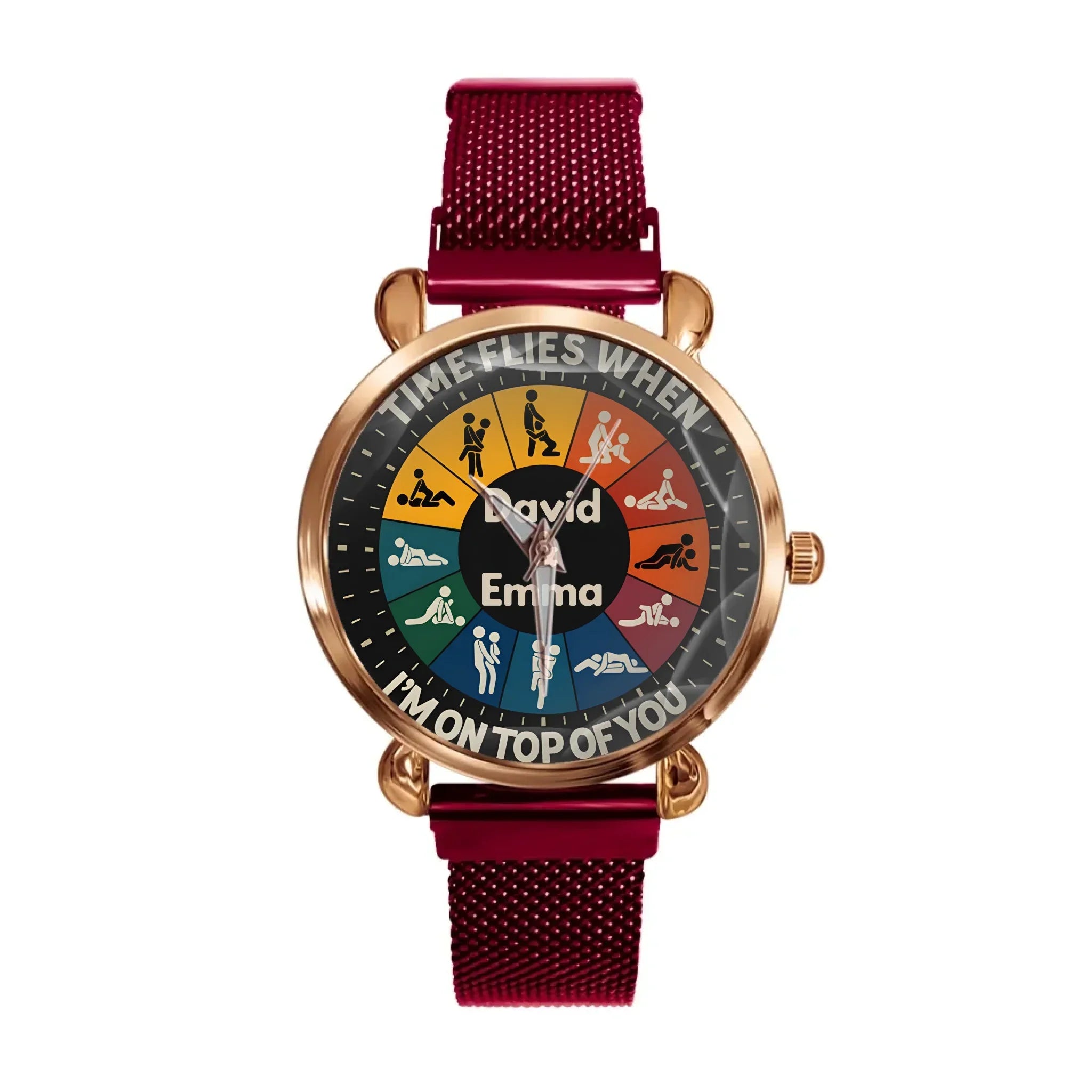 Time Flies When I’m On Top Of You - Personalized Couple Hand Watch - Joliny
