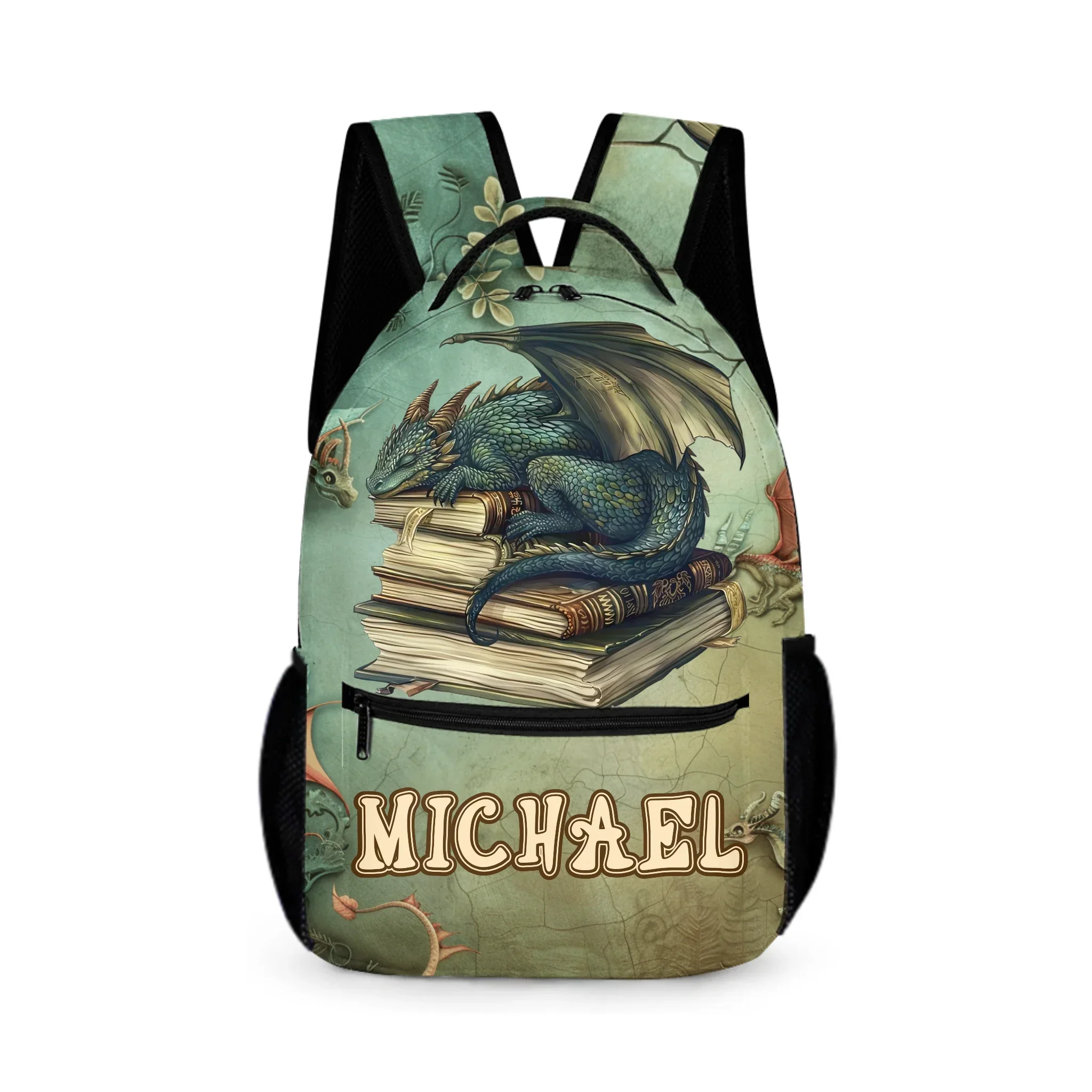 Personalized Name Custom Dragon Sleeping on Books Backpack - School Season Gift for the Dragon Loving Kid! - Joliny