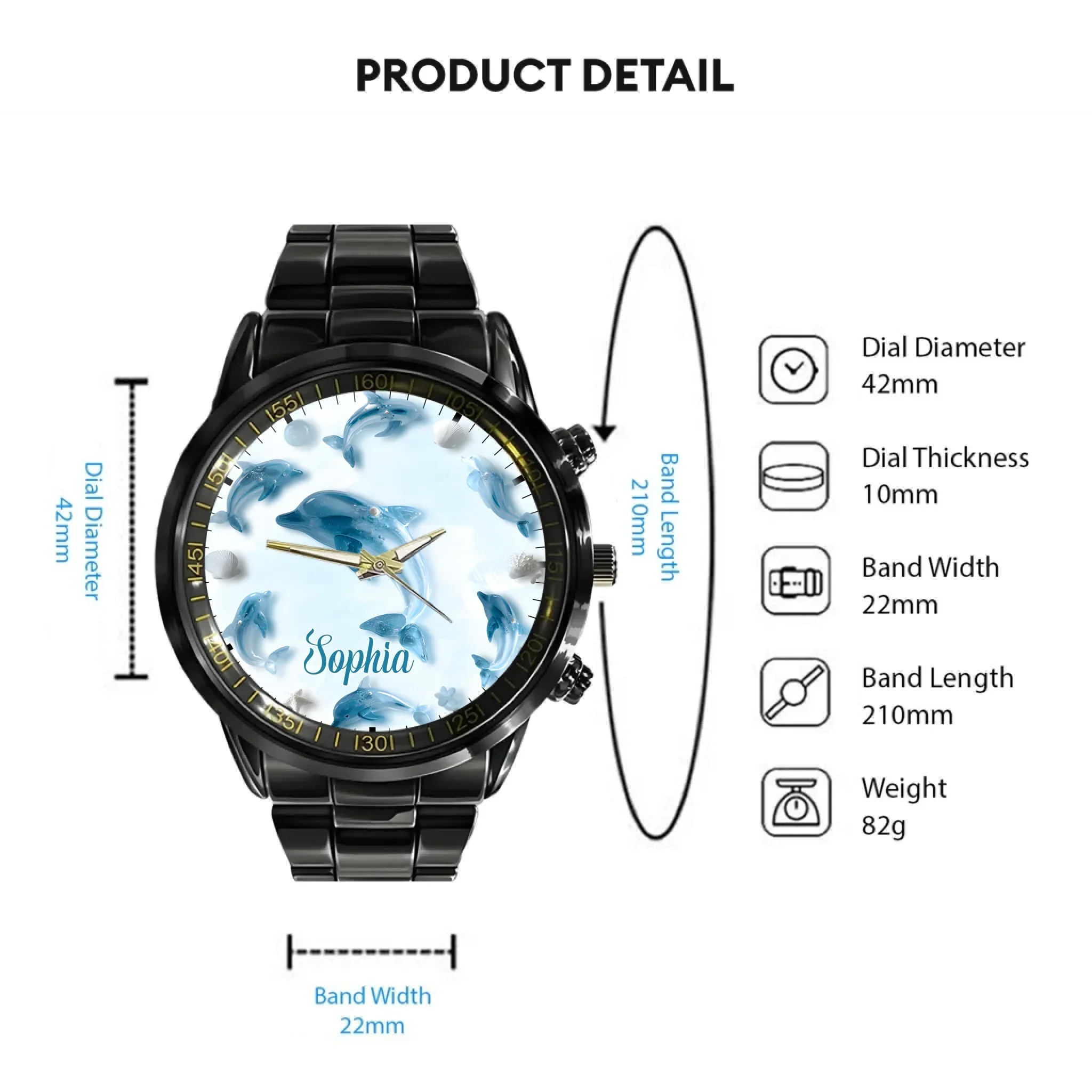 Glassy Animal Themed Custom Watch - Personalized Name - Joliny