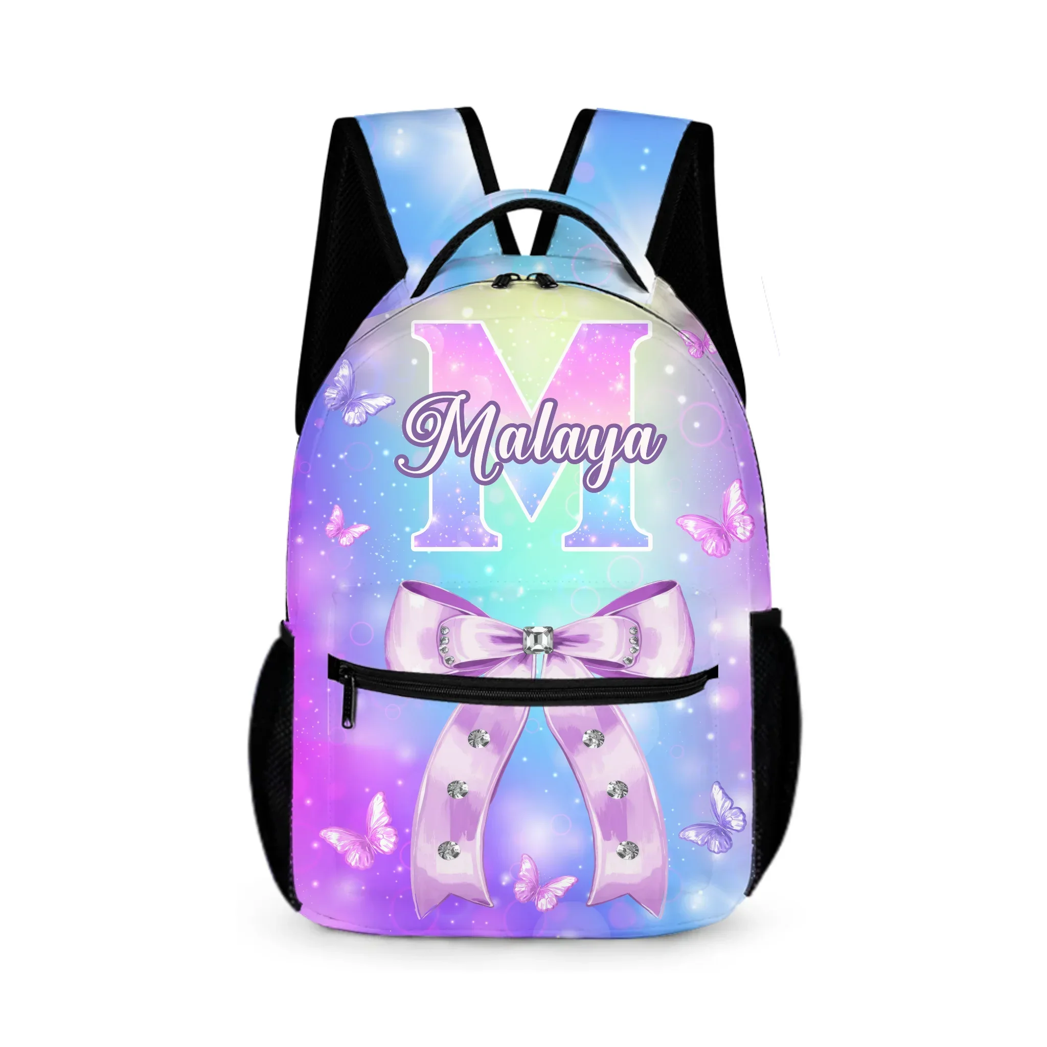 Pink Butterfly Pattern Name Customized Initials Customized Girl's Backpack - School Season Gift for Girls - Joliny