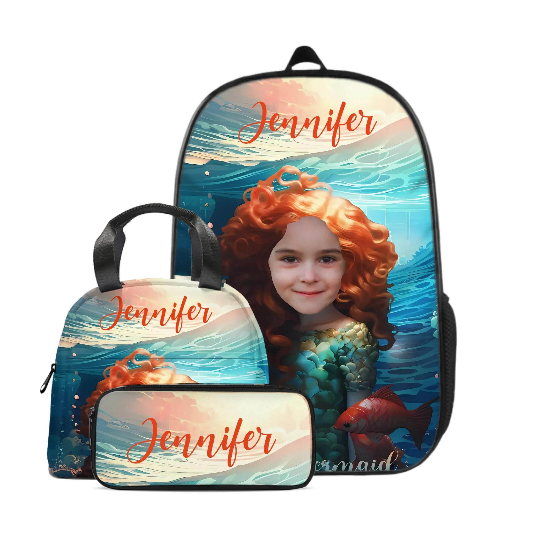 Customized Photo Name Little Mermaid Backpack, A Gift For Your Daughter For The Start Of The School Season - Joliny