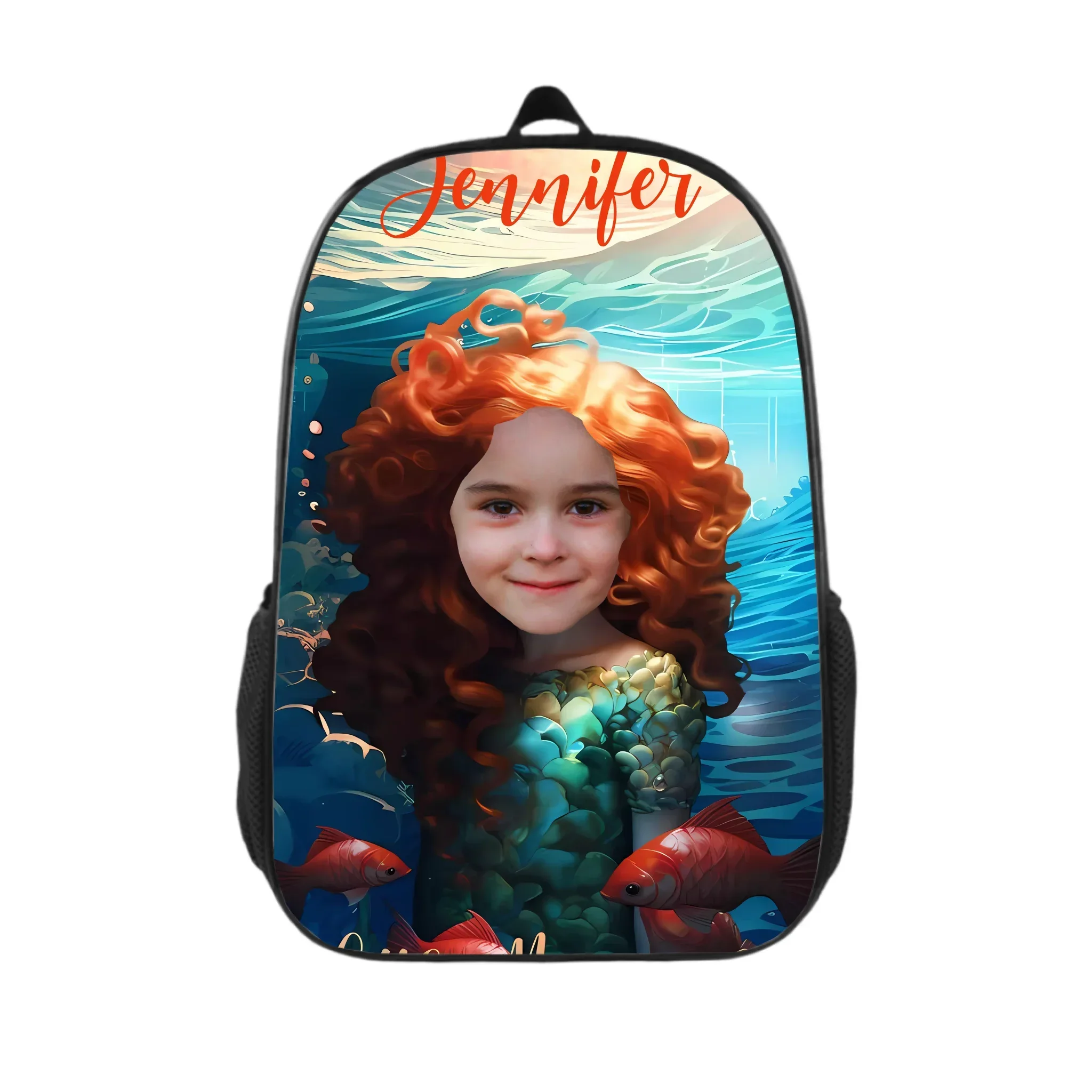 Customized Photo Name Little Mermaid Backpack, A Gift For Your Daughter For The Start Of The School Season - Joliny