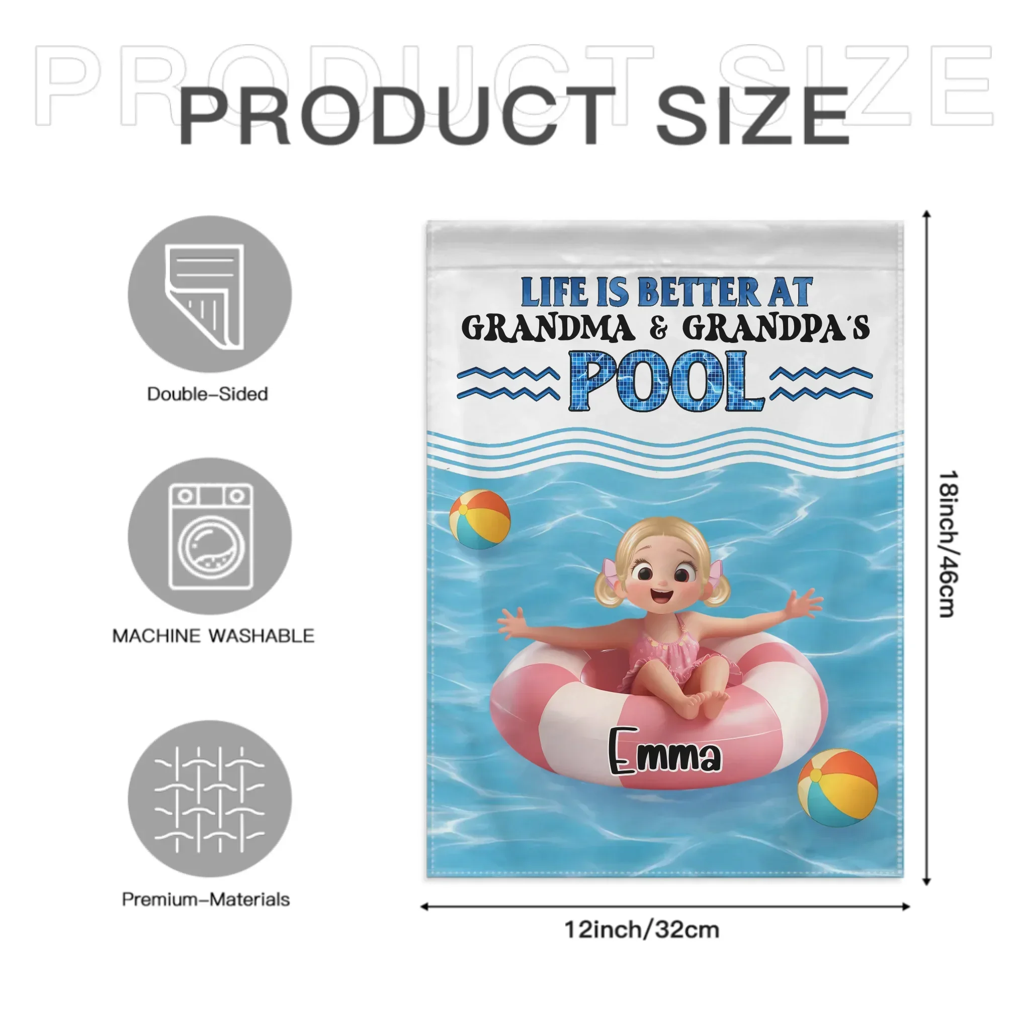 Life is Better at Grandma & Grandpa Pool Customized Flag - Personalized Garden Decoration - Joliny