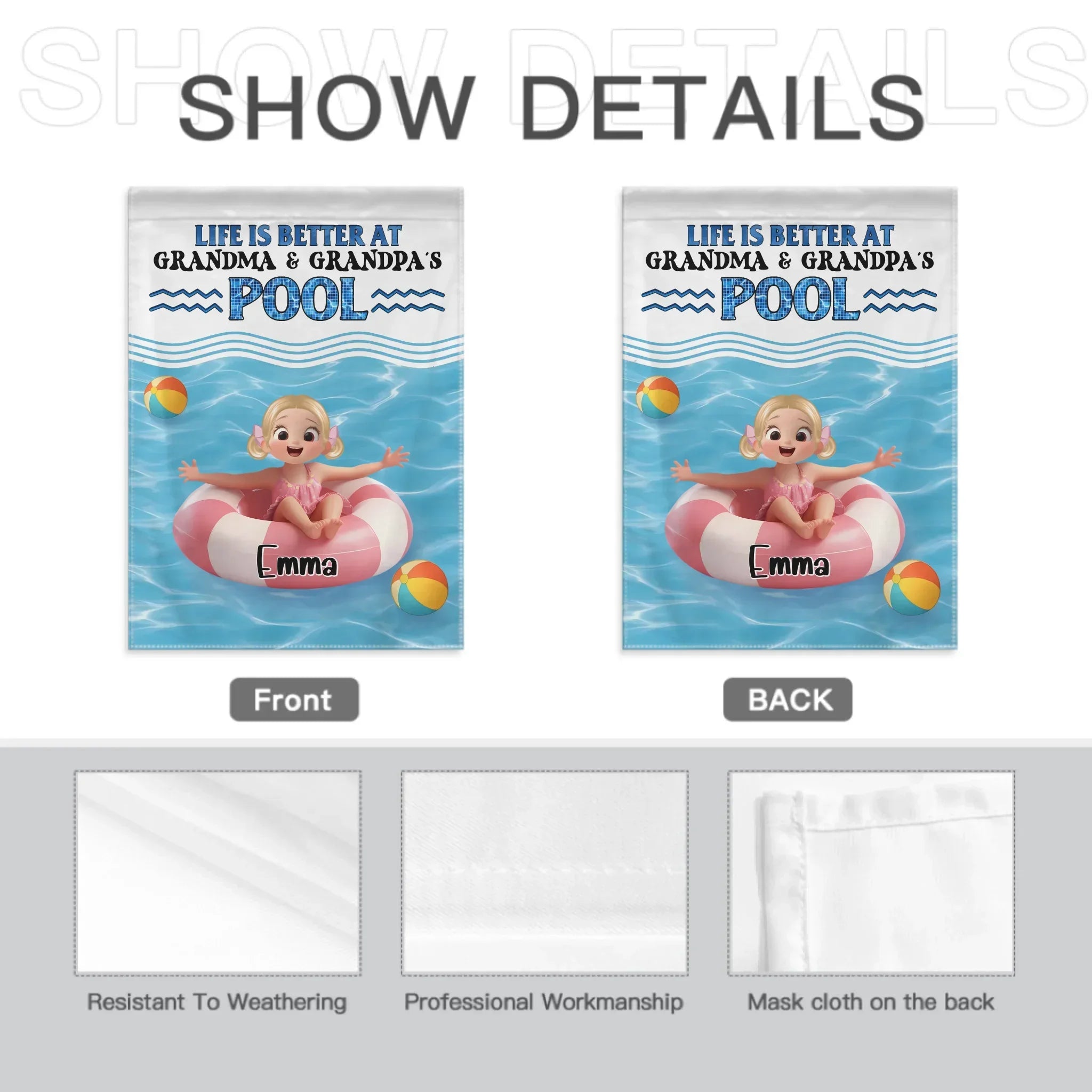 Life is Better at Grandma & Grandpa Pool Customized Flag - Personalized Garden Decoration - Joliny