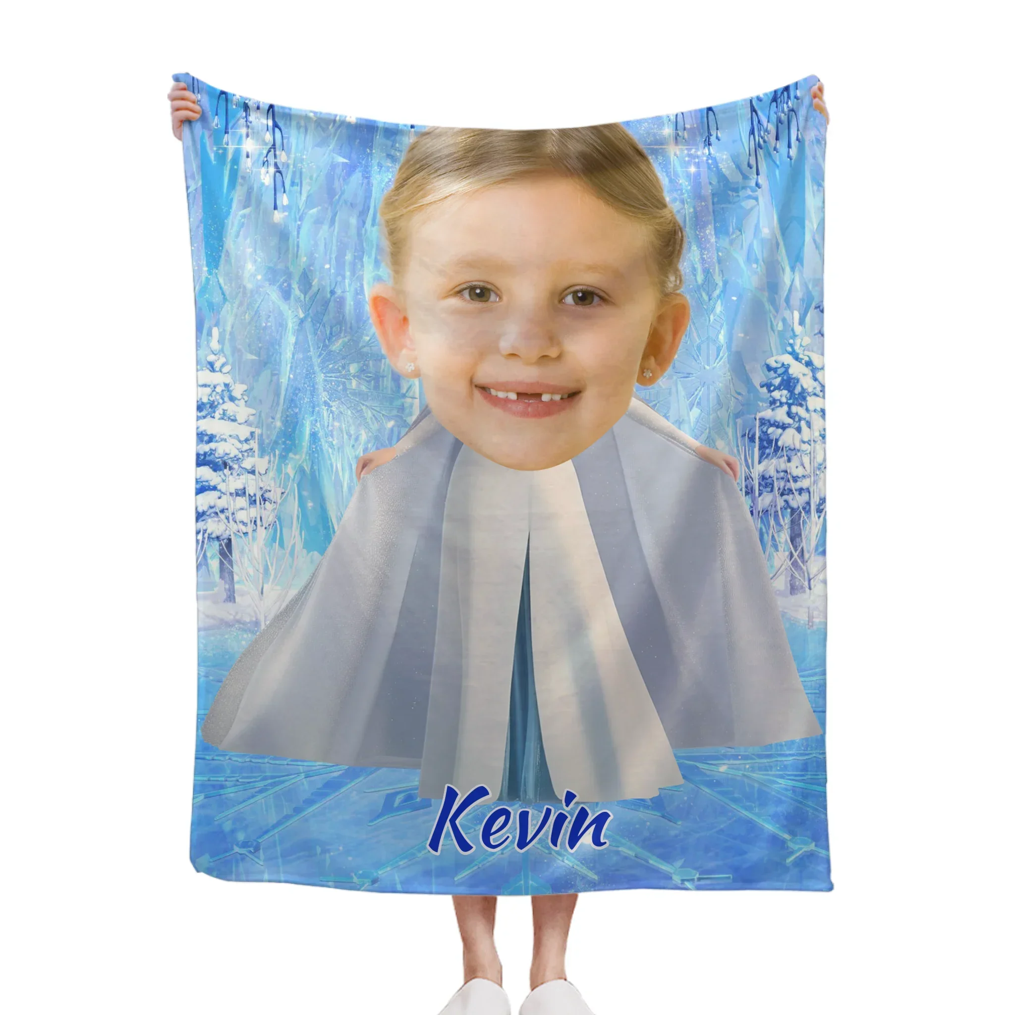 Custom Elsa Princess Blanket - Ice Themed Blanket with Personalized Name - Gifts for Girl,Children,Daughter - Joliny