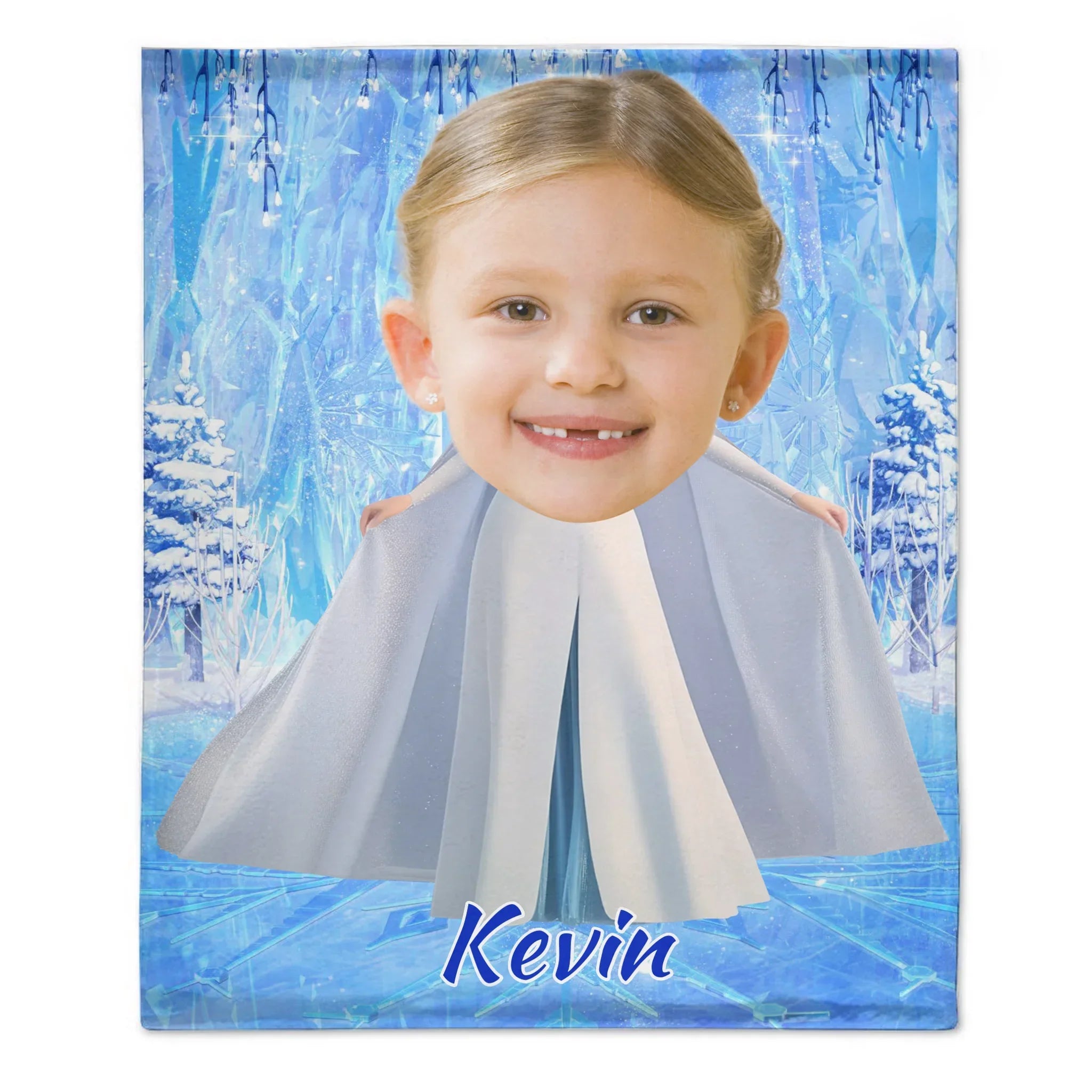 Custom Elsa Princess Blanket - Ice Themed Blanket with Personalized Name - Gifts for Girl,Children,Daughter - Joliny