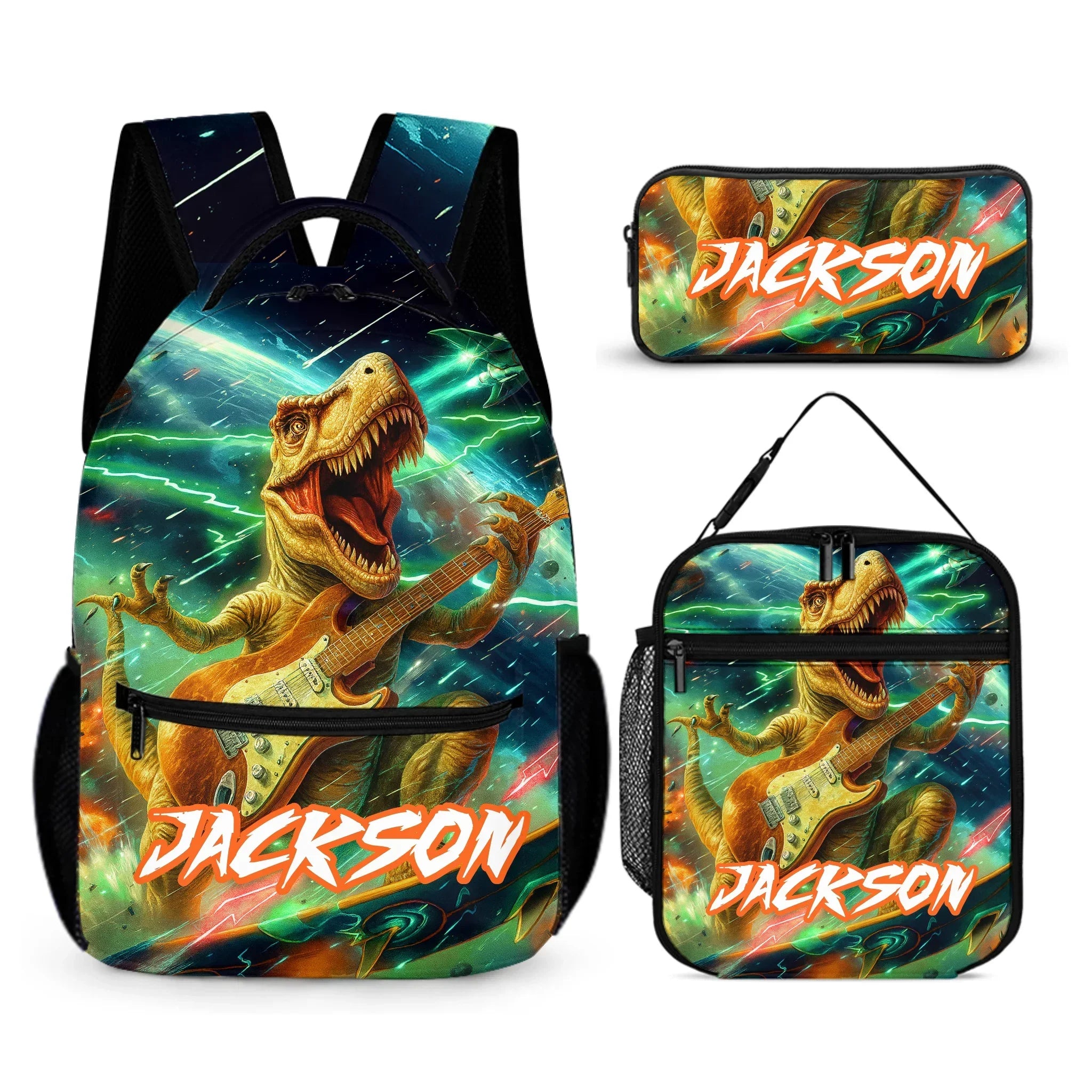 Rocking Dinosaurs Play the Guitar - Personalized Name - Dinosaur Enthusiast Gift - Joliny