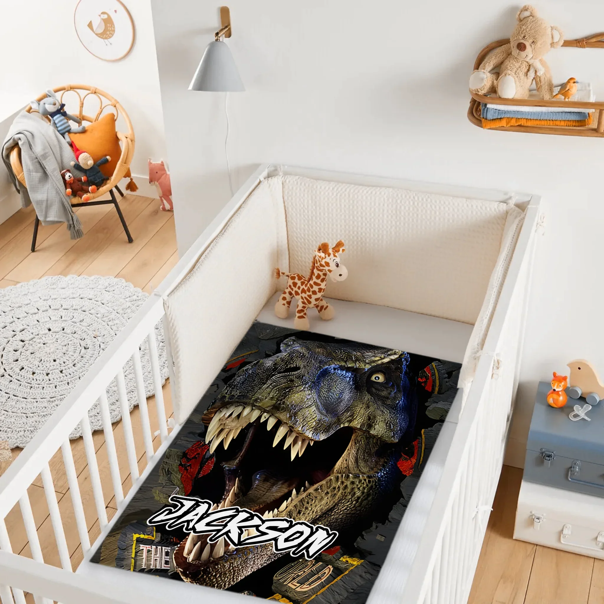 Powerful Dinosaur Customized Blanket- Personalized Name - Dinosaur Enthusiast Gift - Joliny