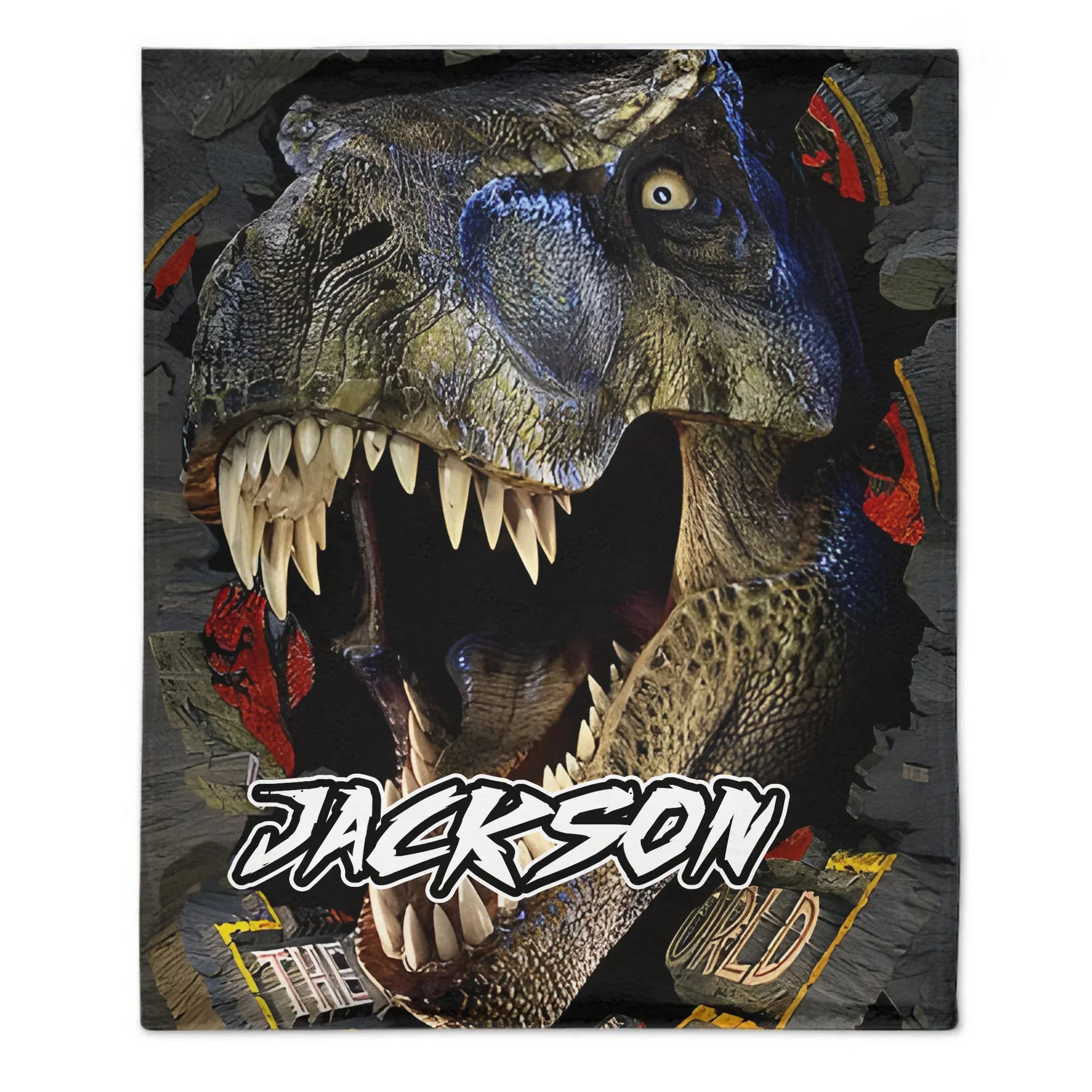 Powerful Dinosaur Customized Blanket- Personalized Name - Dinosaur Enthusiast Gift - Joliny
