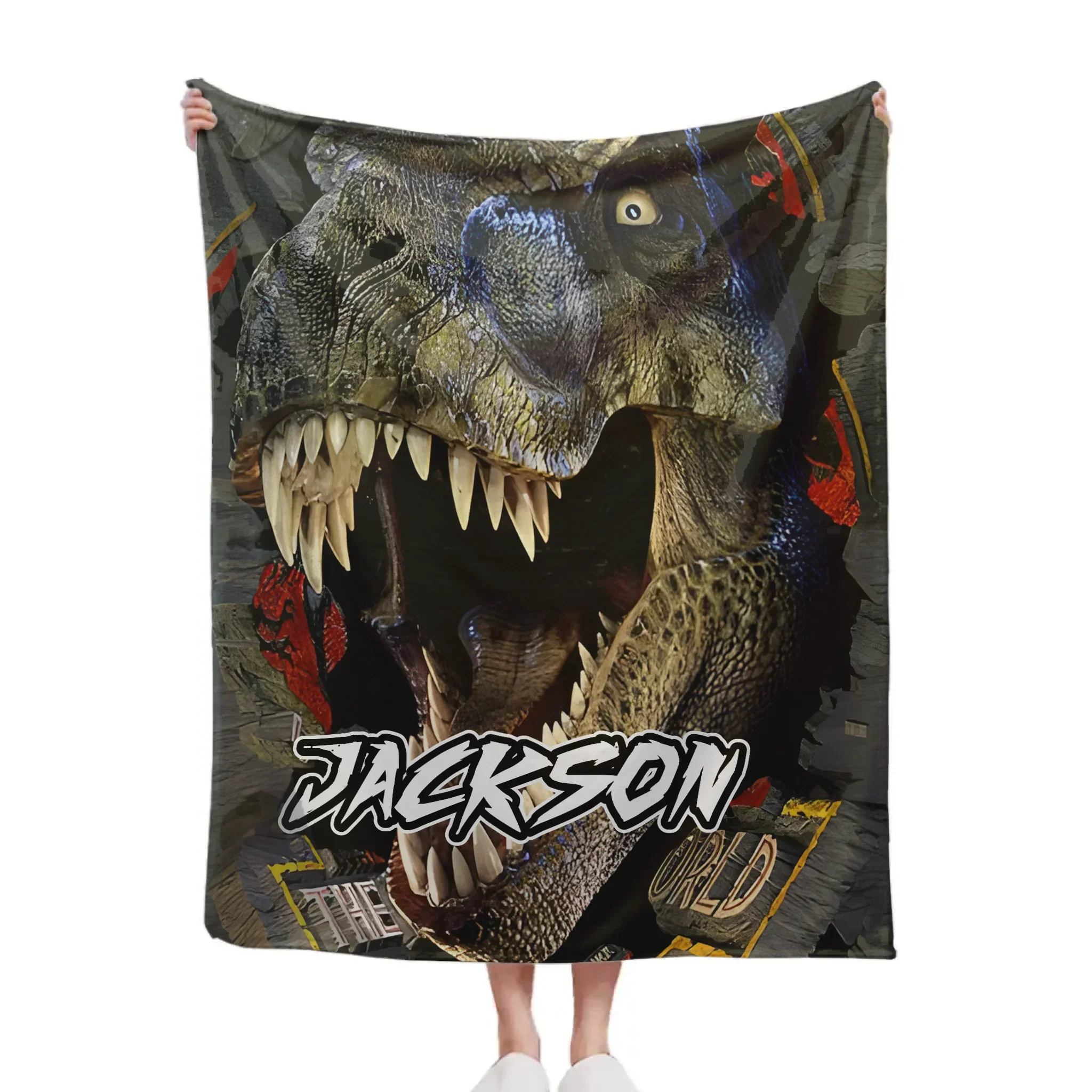Powerful Dinosaur Customized Blanket- Personalized Name - Dinosaur Enthusiast Gift - Joliny