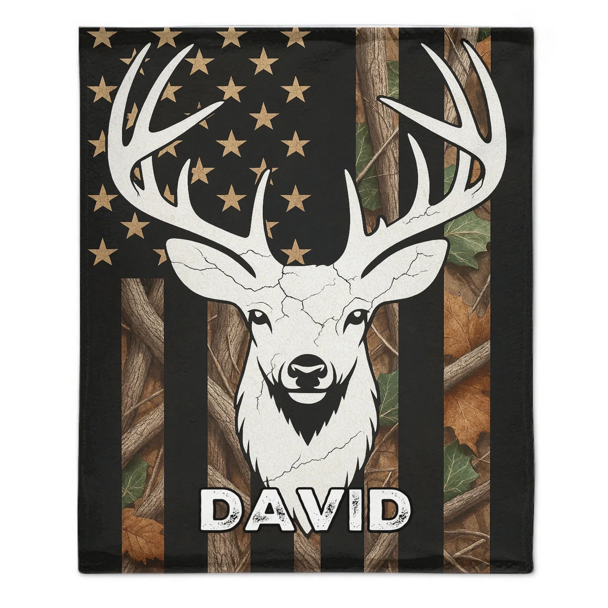 Deer Mix Flag Blanket - Personalized Name - Gift For Deer Lovers - Joliny
