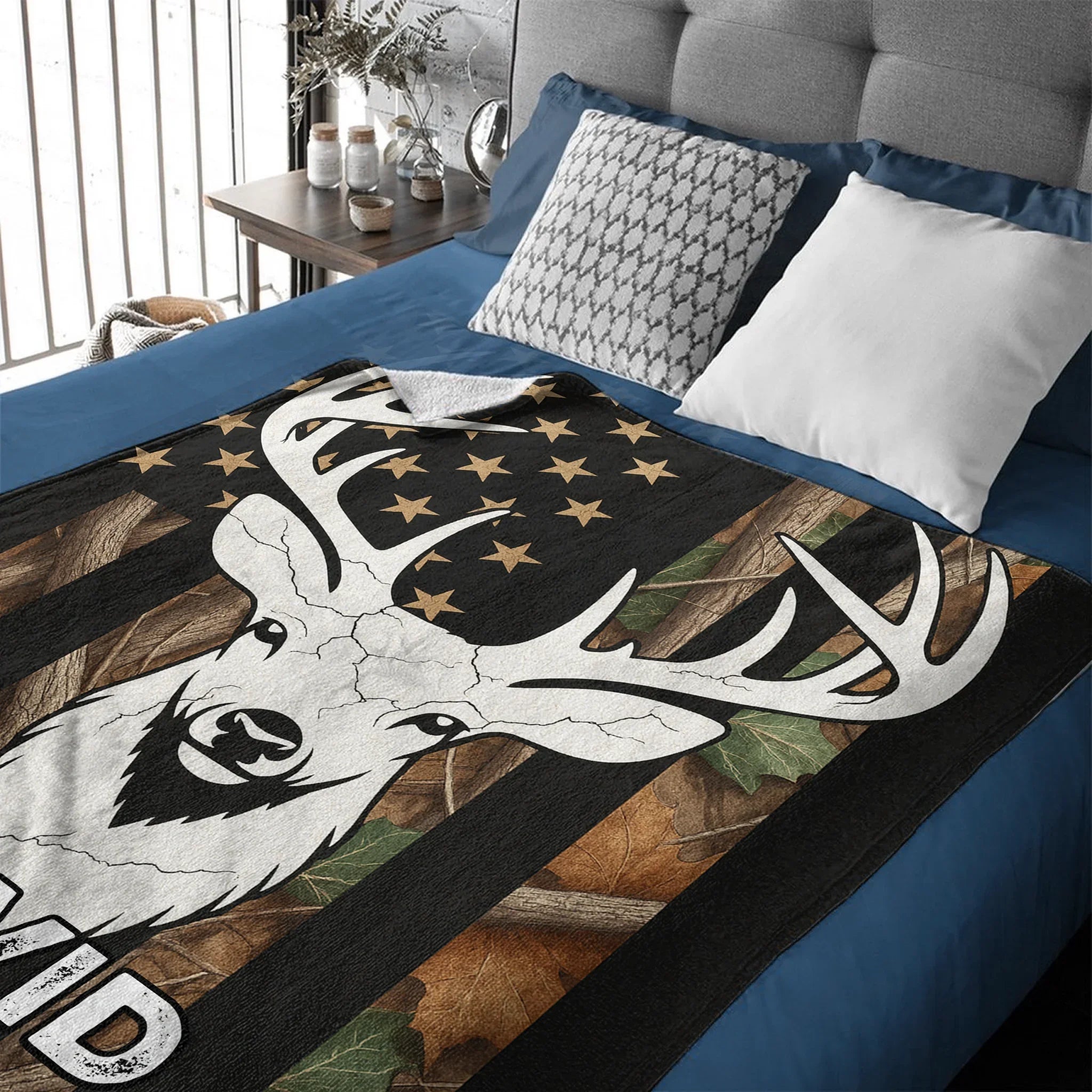 Deer Mix Flag Blanket - Personalized Name - Gift For Deer Lovers - Joliny