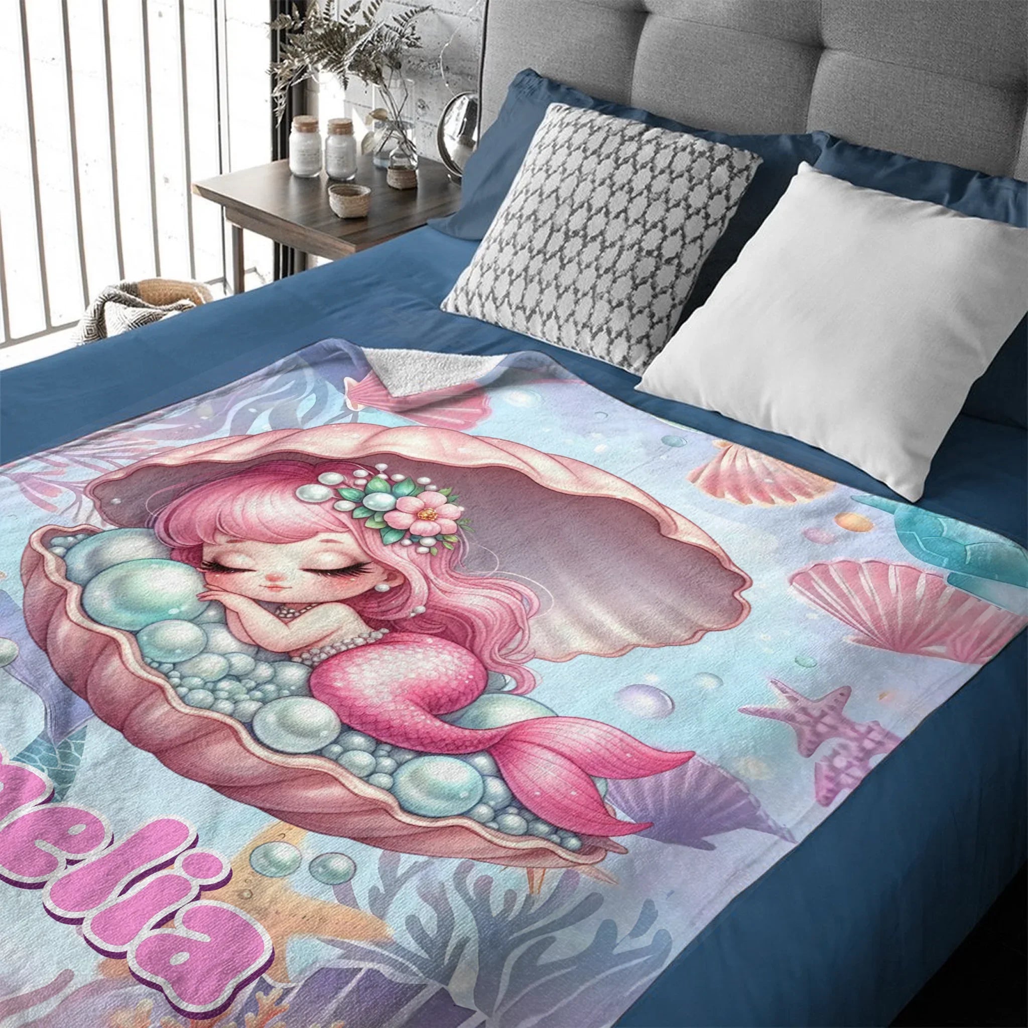 Treasure Baby Mermaid Custom Blanket - Personalized Mermaid - Gift For Mermaid lovers - Joliny