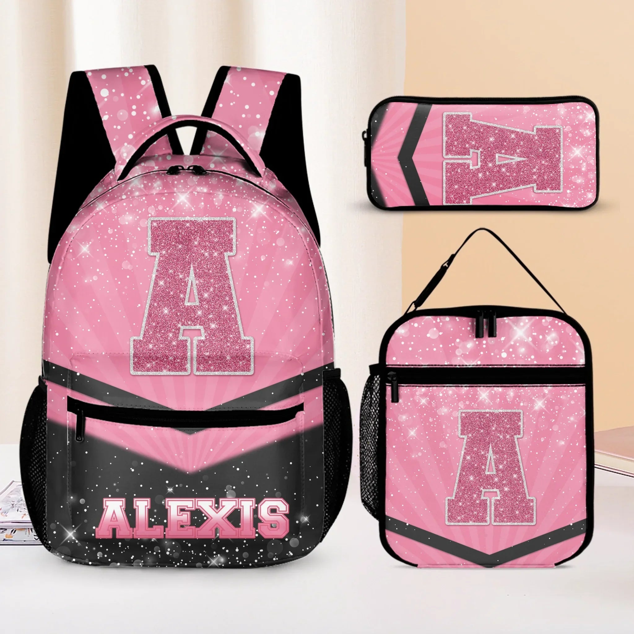 Customized Backpack - Personalized Glitter Monogrammed Name Bags for Kindergarten, Preschool and Elementary School Children - Joliny