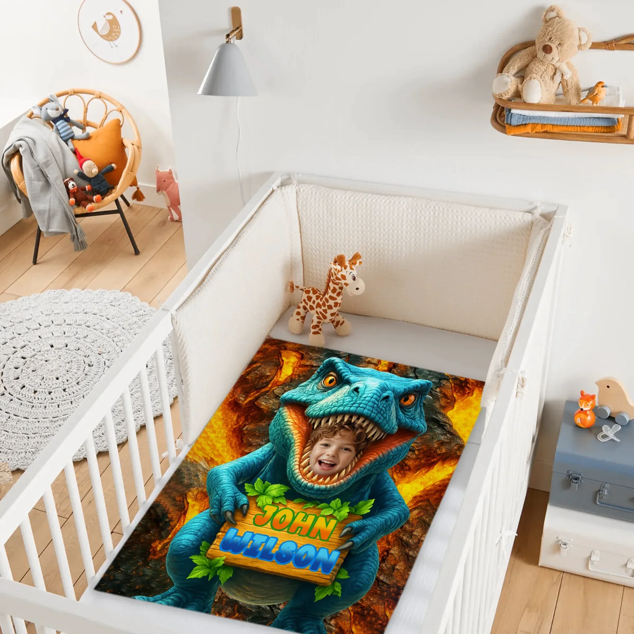 Personalized Name Custom Face Custom Dinosaur Shell Blanket - Joliny