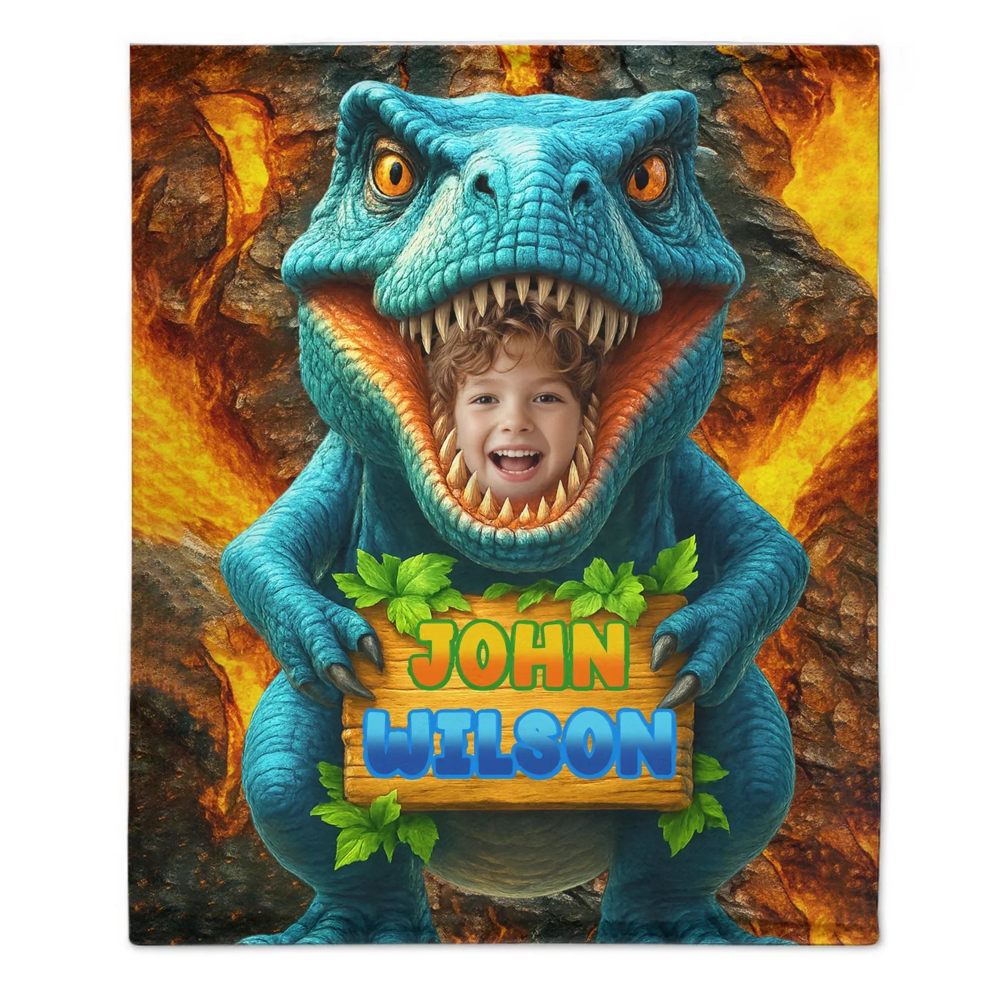 Personalized Name Custom Face Custom Dinosaur Shell Blanket - Joliny