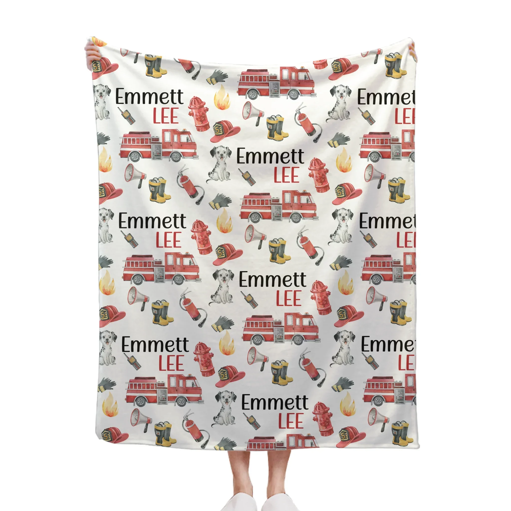 Fire Truck - Personalised Blanket With Name - A Gift For Family,Kids - Joliny