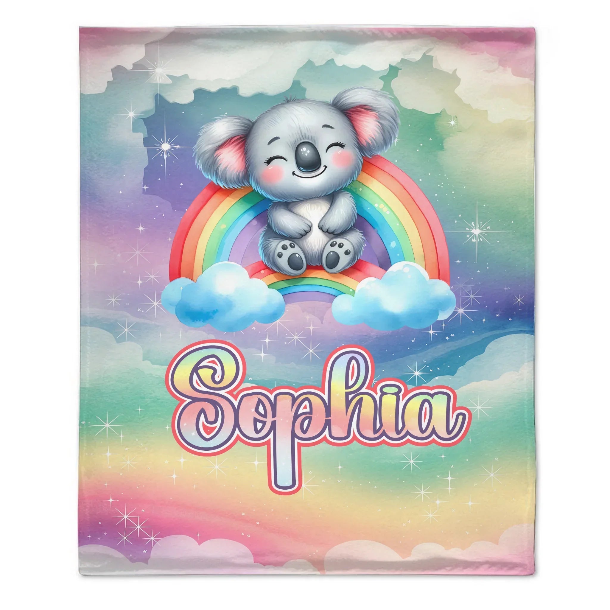 The Dreaming Koala On The Rainbow Custom Blanket - Personalized Name - Start The School Season
