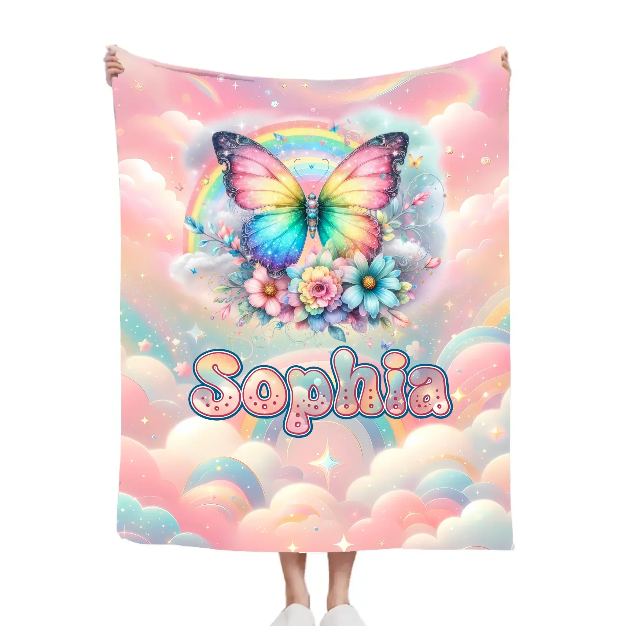 Customized Colorful Butterfly Blanket - Personalized Name - Gift For Butterfly Lovers