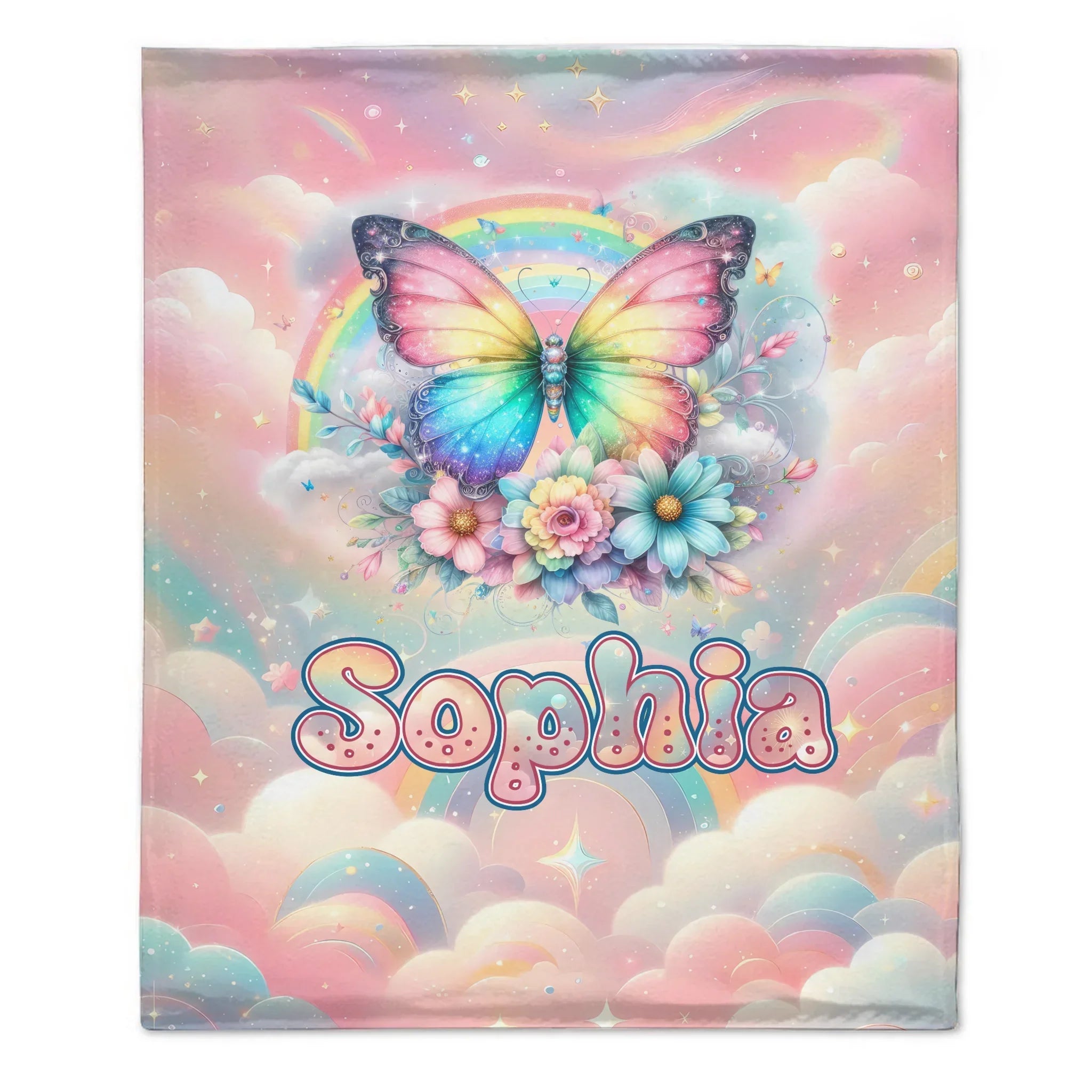 Customized Colorful Butterfly Blanket - Personalized Name - Gift For Butterfly Lovers