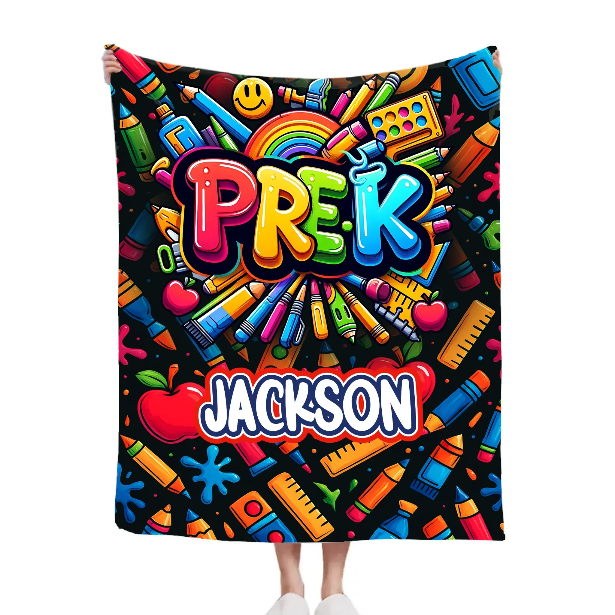 Colorful Graffiti Blanket - Customized Name And Grade - New Semester Gifts