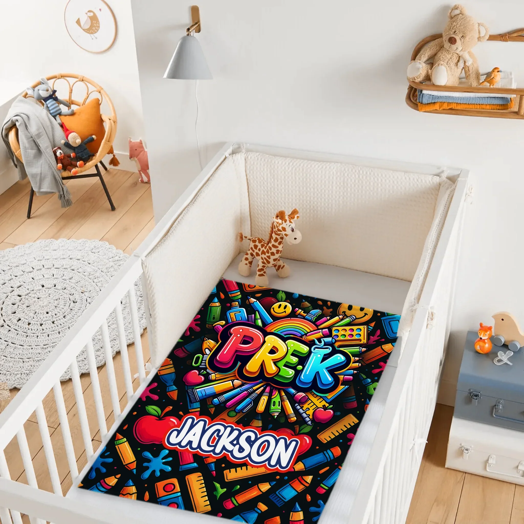 Colorful Graffiti Blanket - Customized Name And Grade - New Semester Gifts