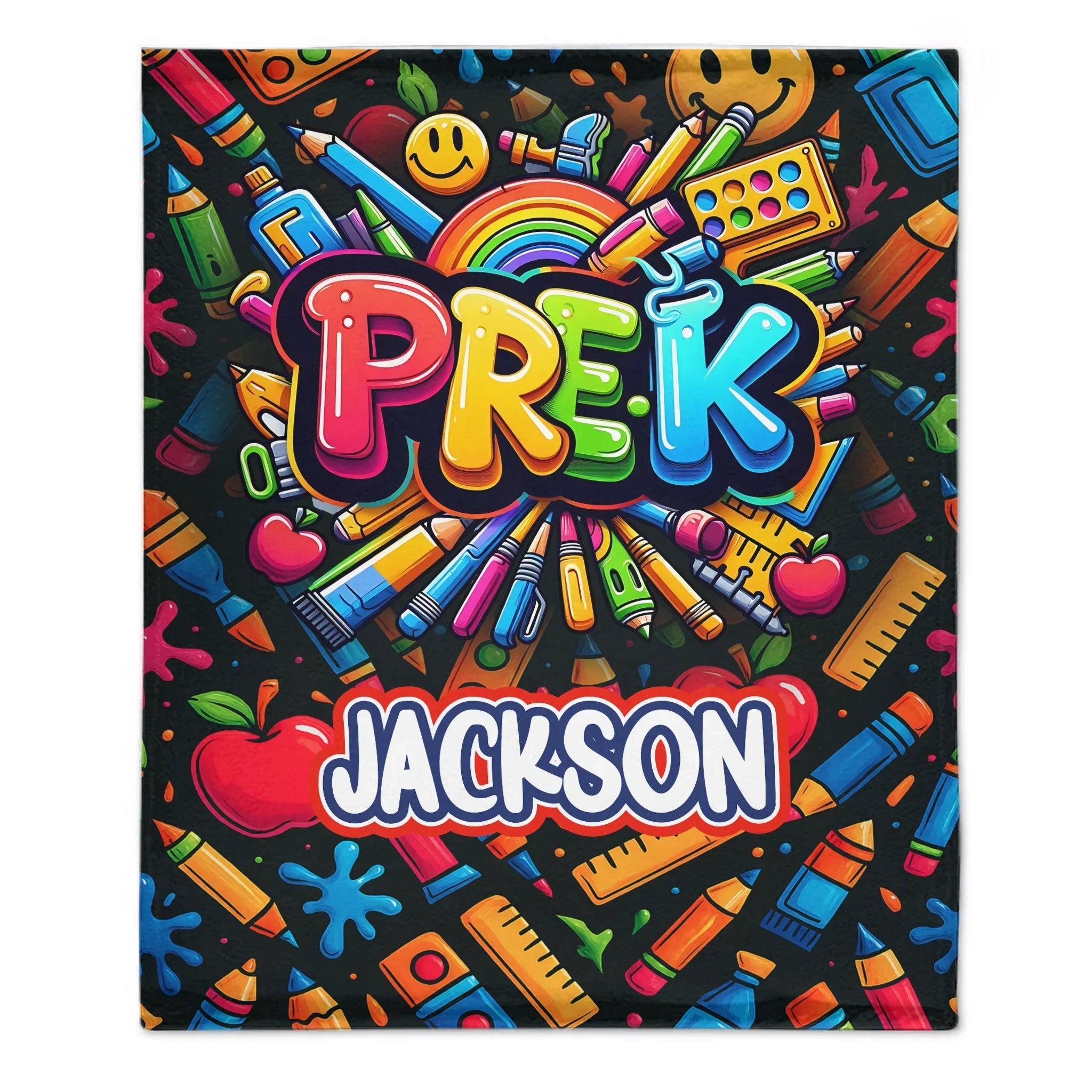 Colorful Graffiti Blanket - Customized Name And Grade - New Semester Gifts
