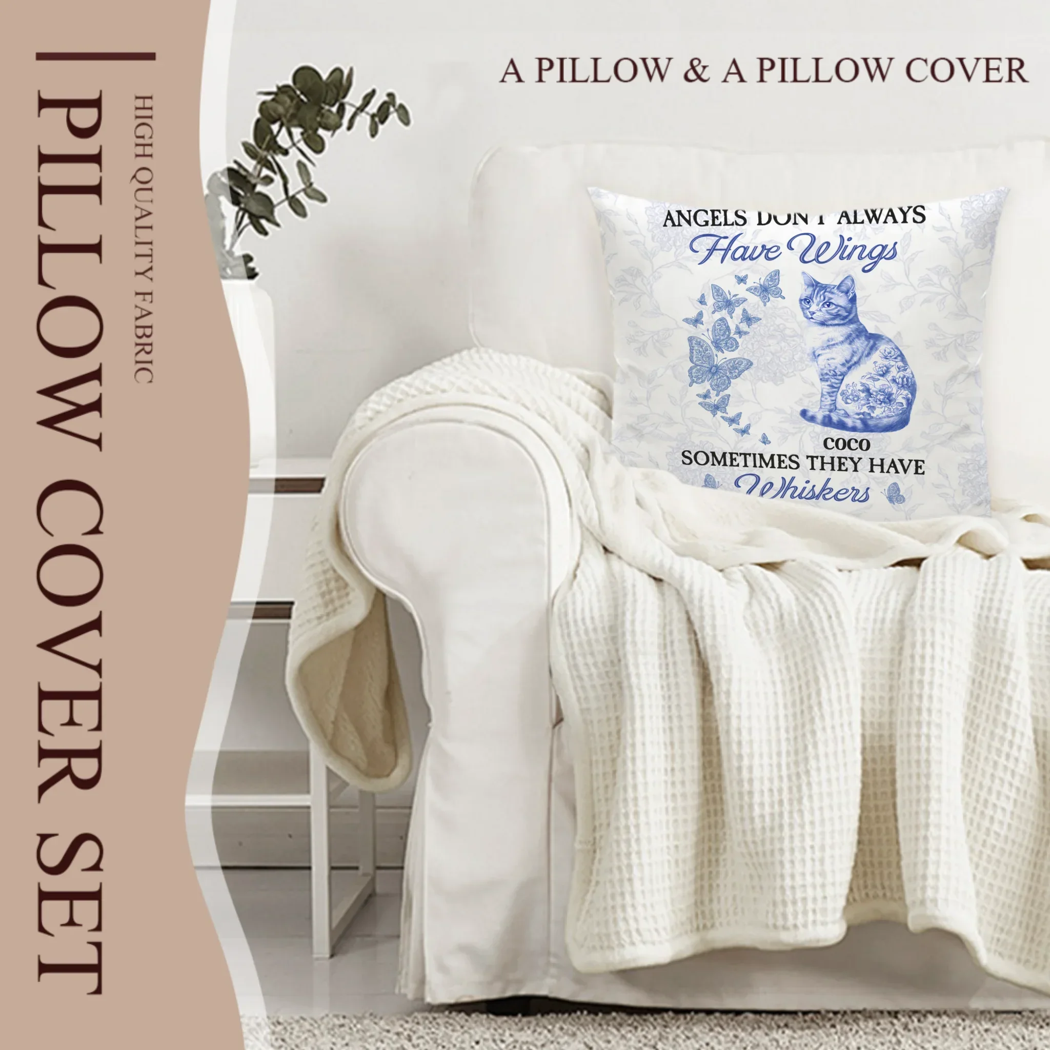Cat Toile De Jouy Style | Memorial Gift - Personalized Pillow
