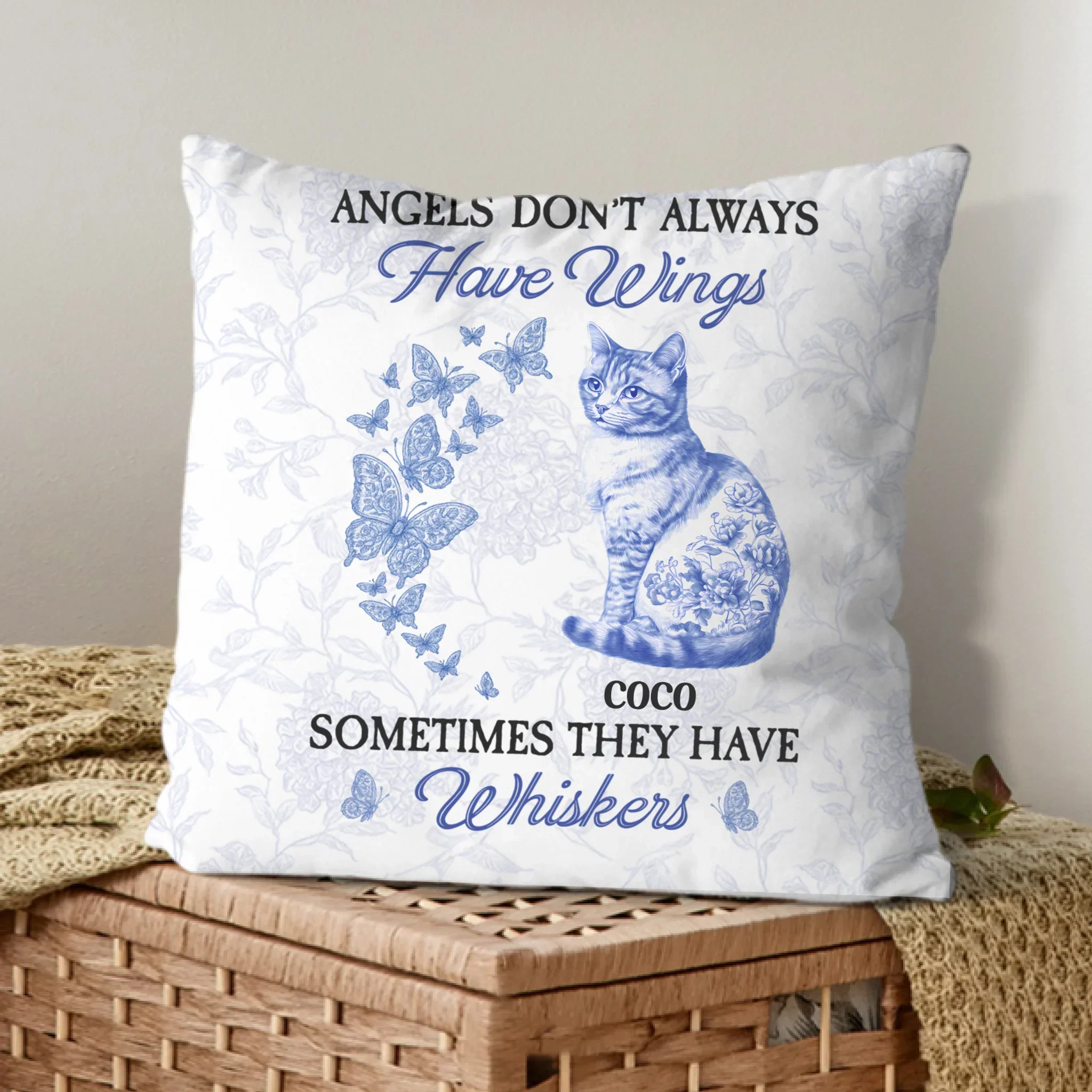 Cat Toile De Jouy Style | Memorial Gift - Personalized Pillow