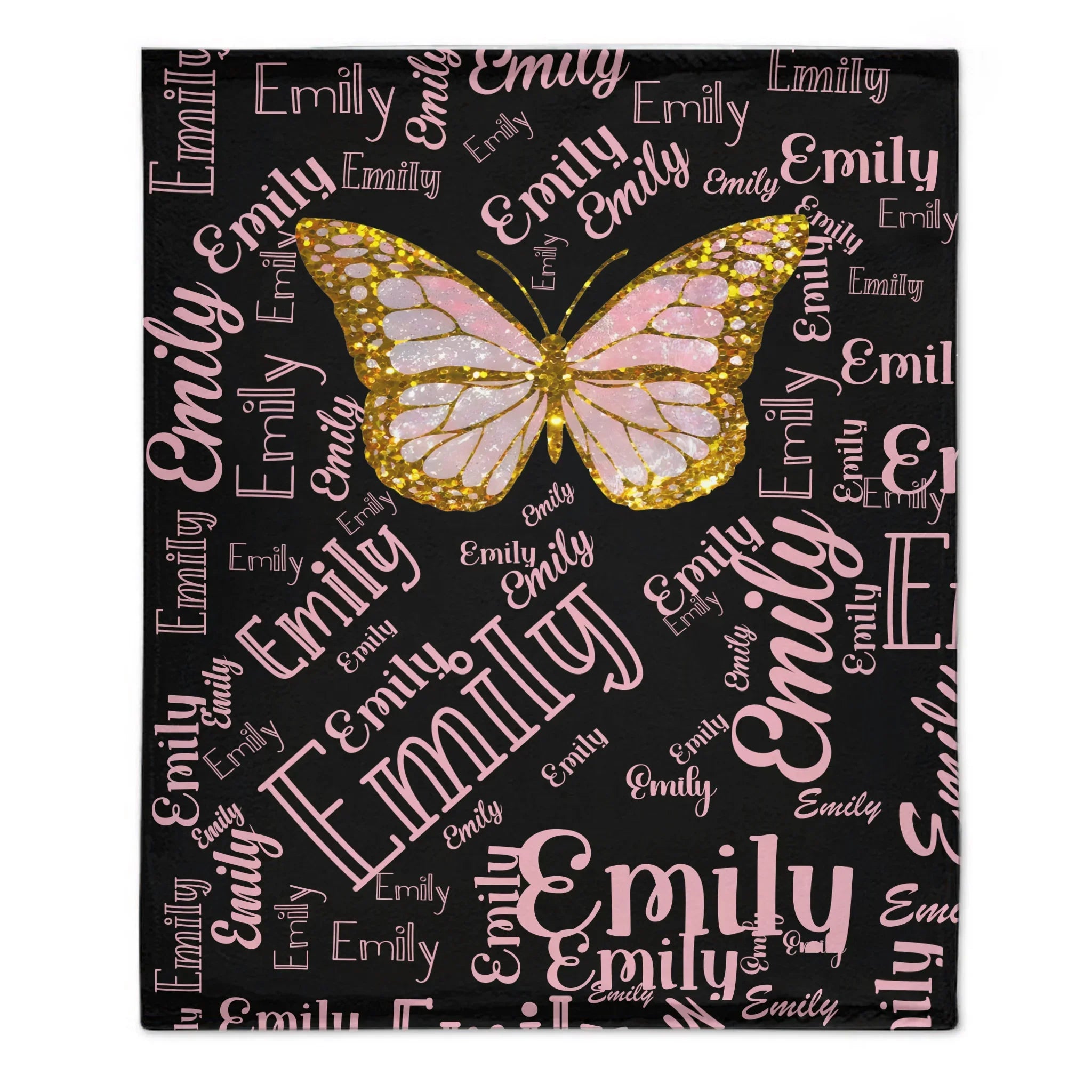 Flashing Butterfly Custom Blanket - Personalized Name And Color - Exquisite Gift for Butterfly Lovers