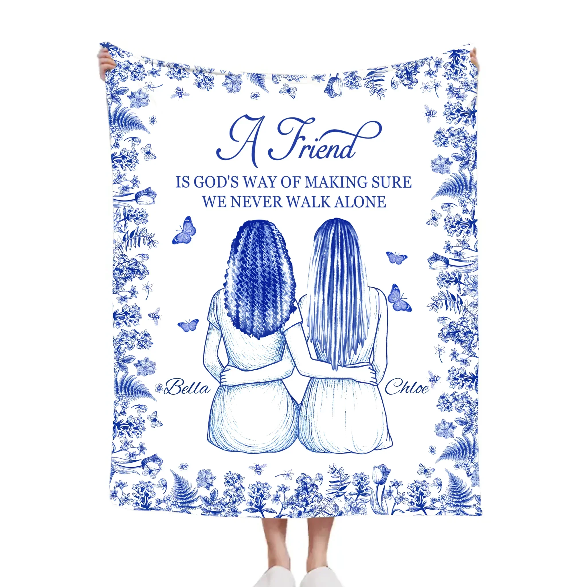 Friendship Makes One No Longer Feel Lonely - Personalized Blanket - A Gift for Friends